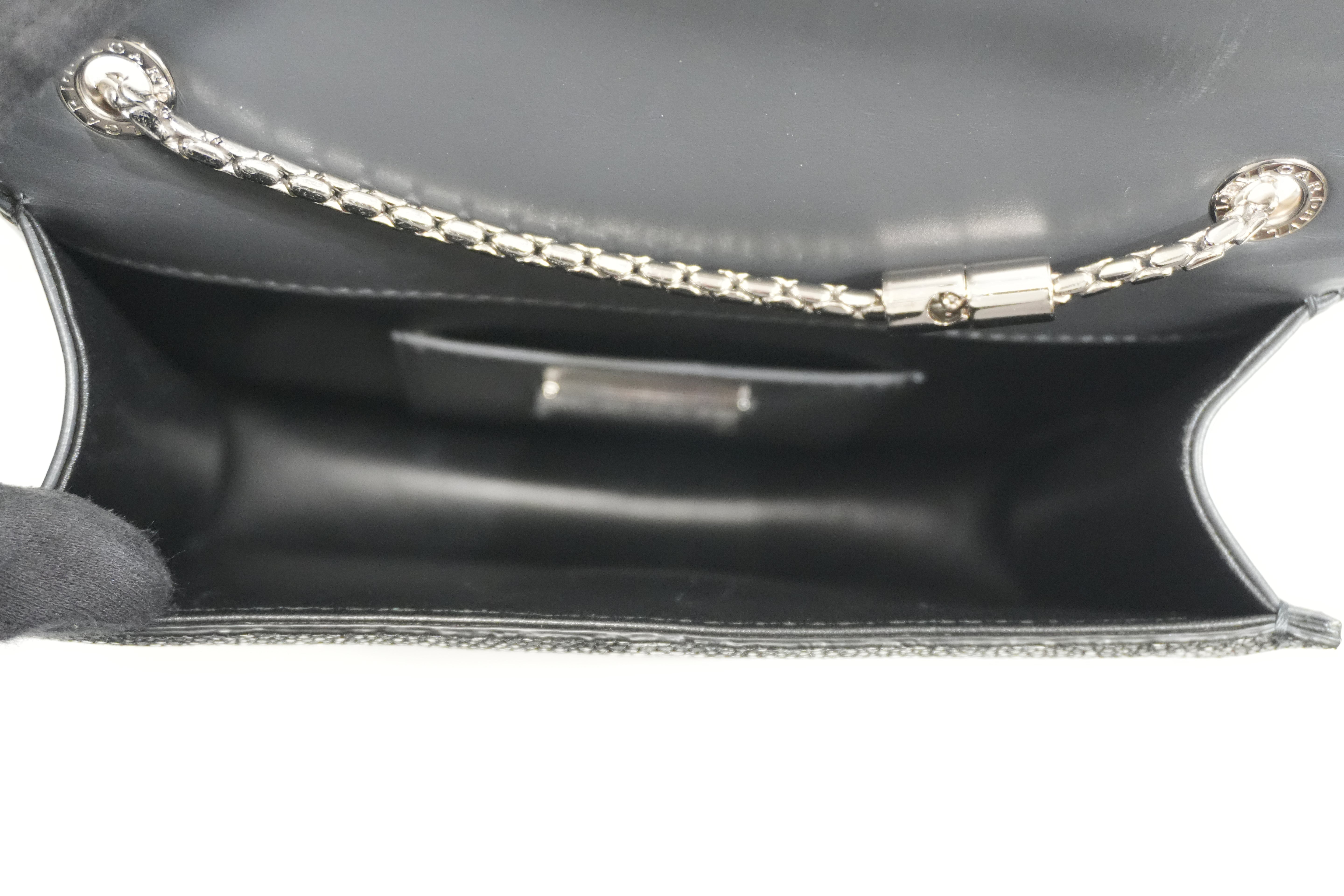 Pre-owned Bulgari Leather Serpenti Chain Shoulder Bag Gray