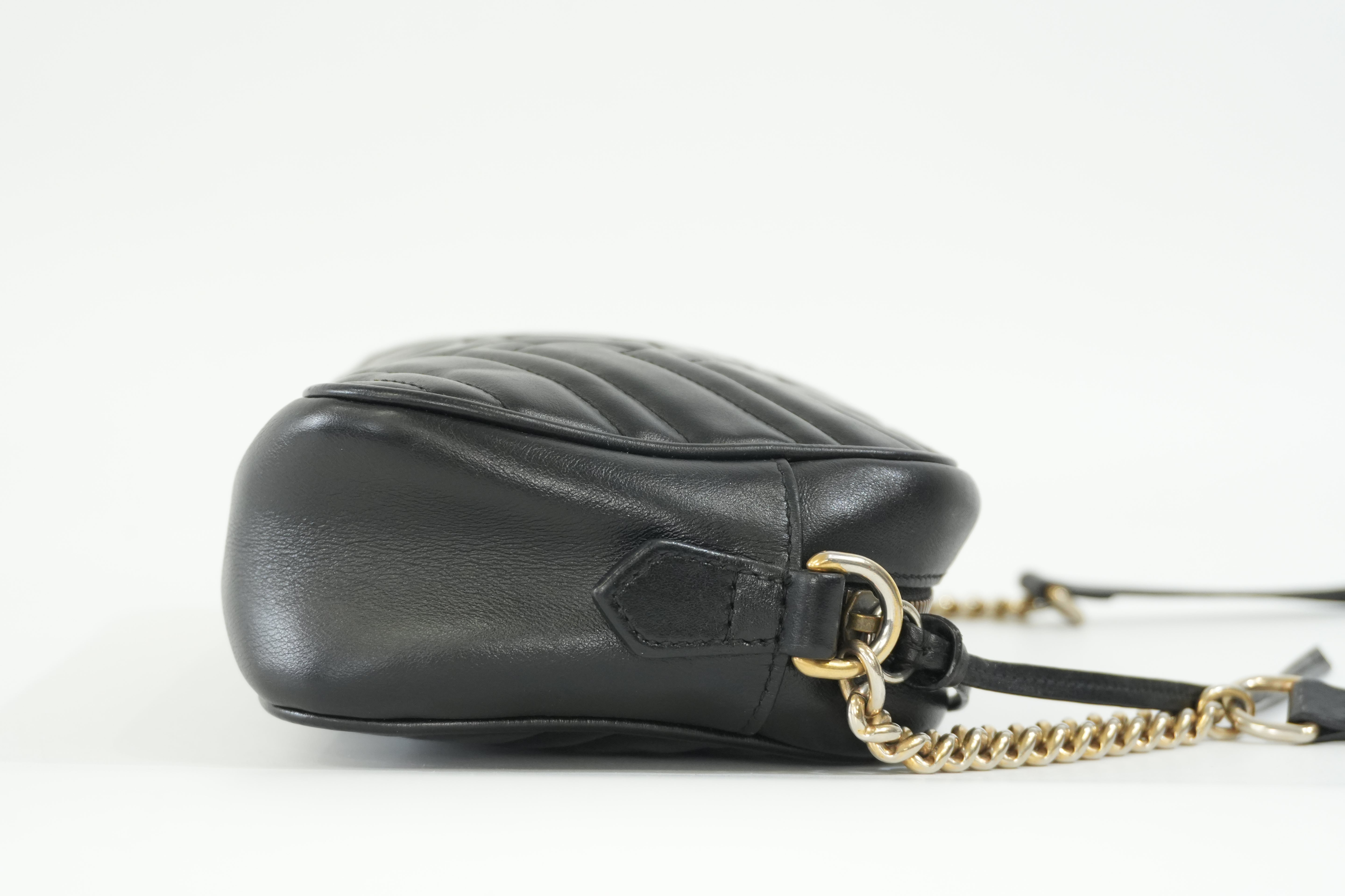 Pre-owned Gucci Leather Marmont Crossbody Bag Black
