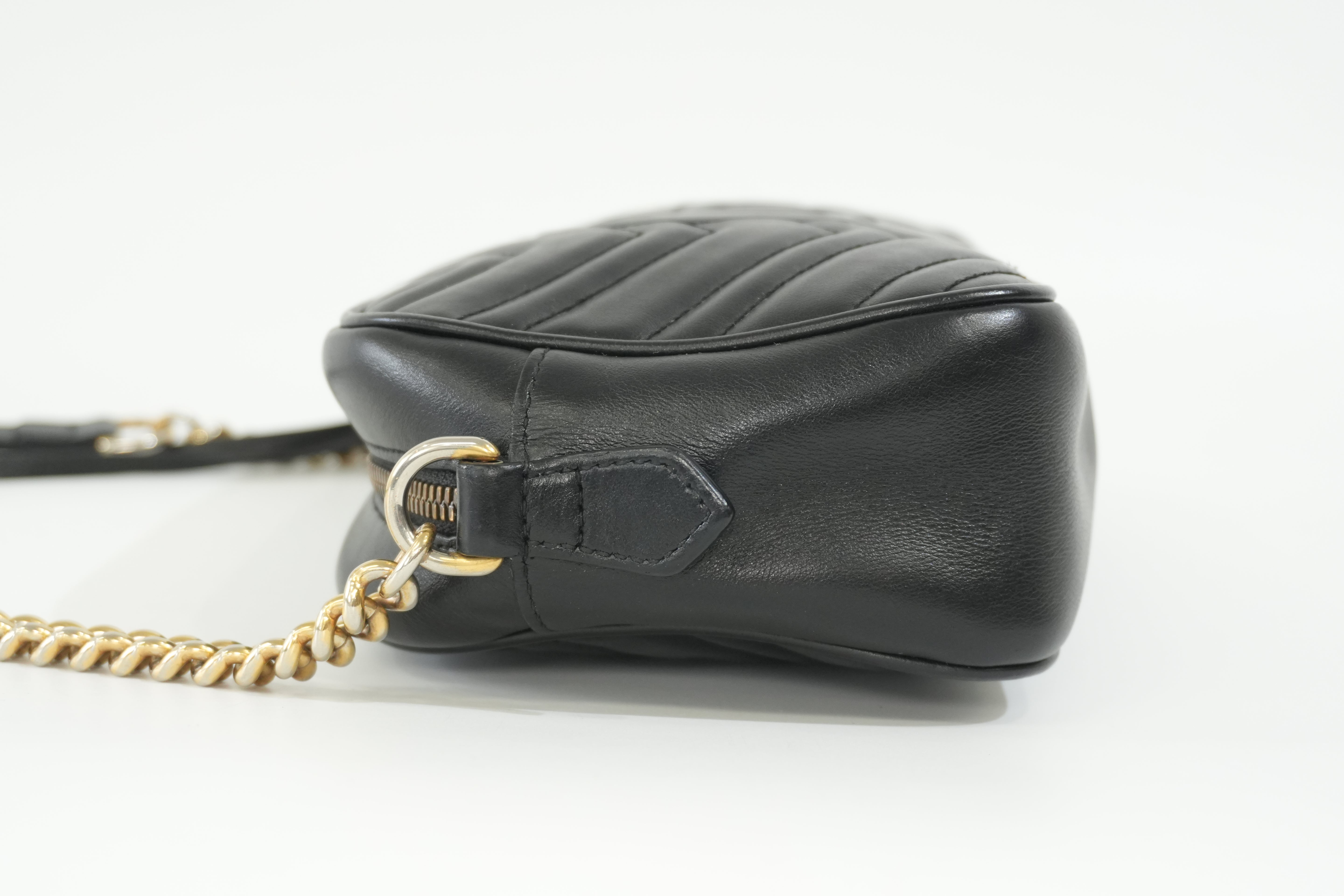 Pre-owned Gucci Leather Marmont Crossbody Bag Black