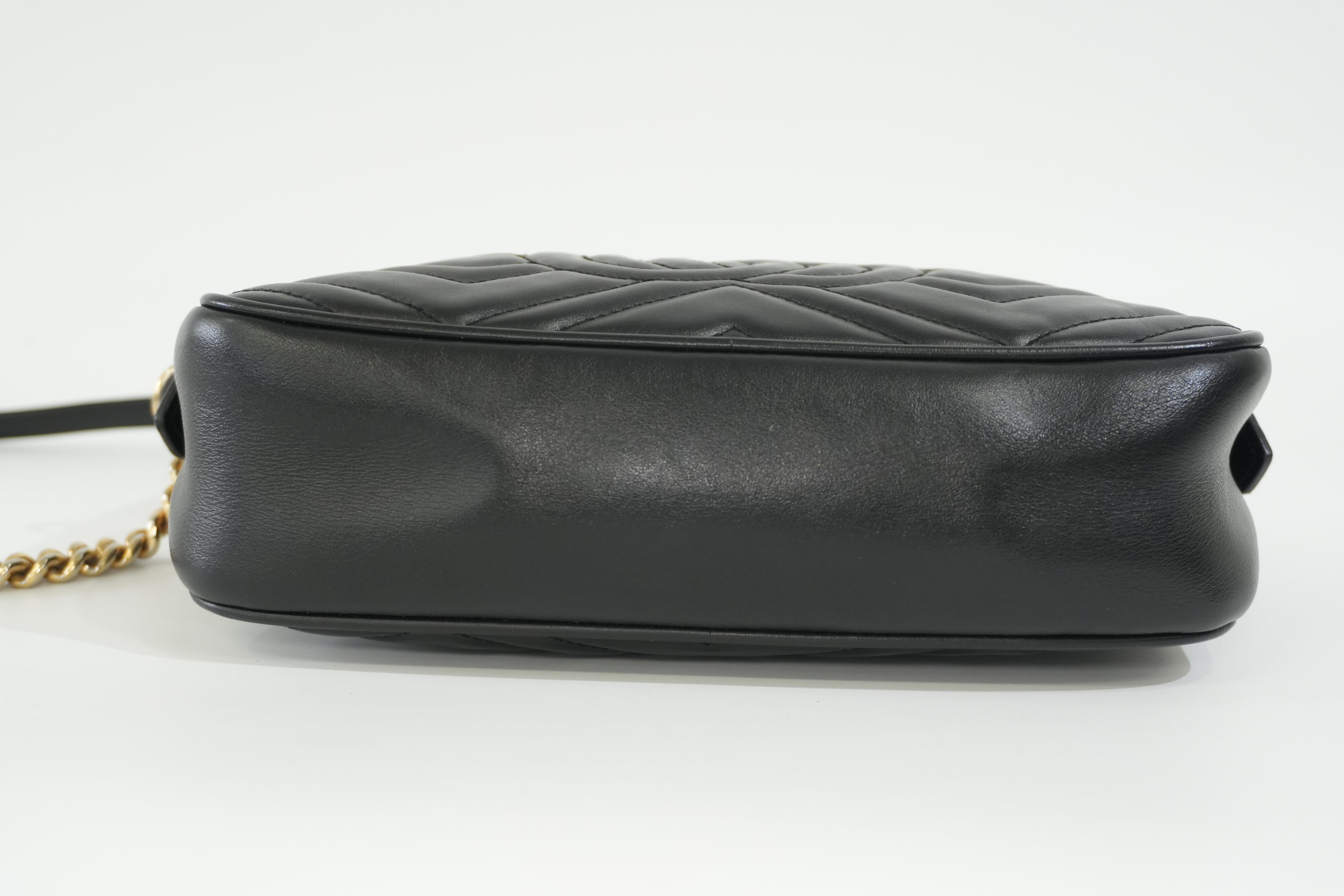 Pre-owned Gucci Leather Marmont Crossbody Bag Black