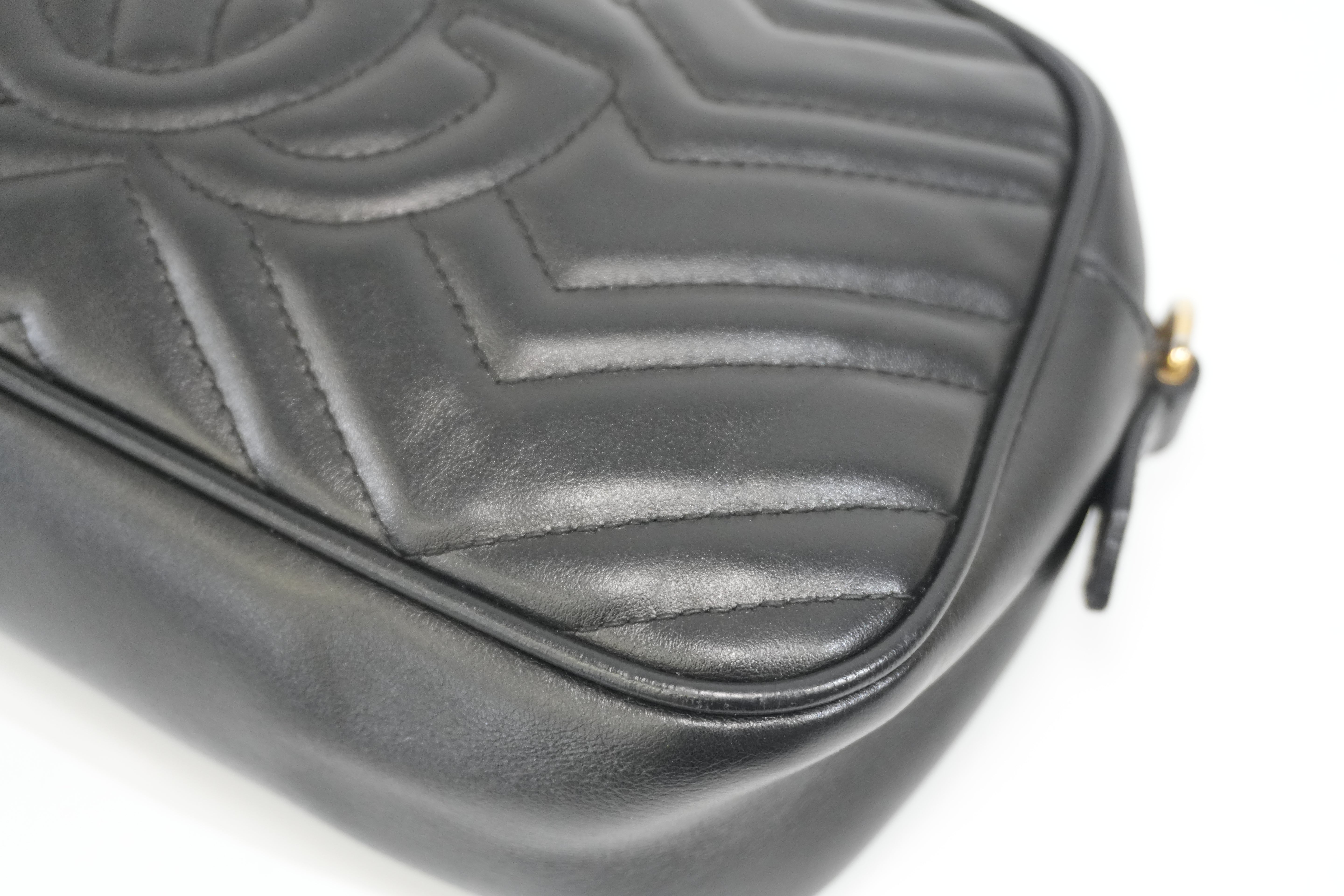 Pre-owned Gucci Leather Marmont Crossbody Bag Black