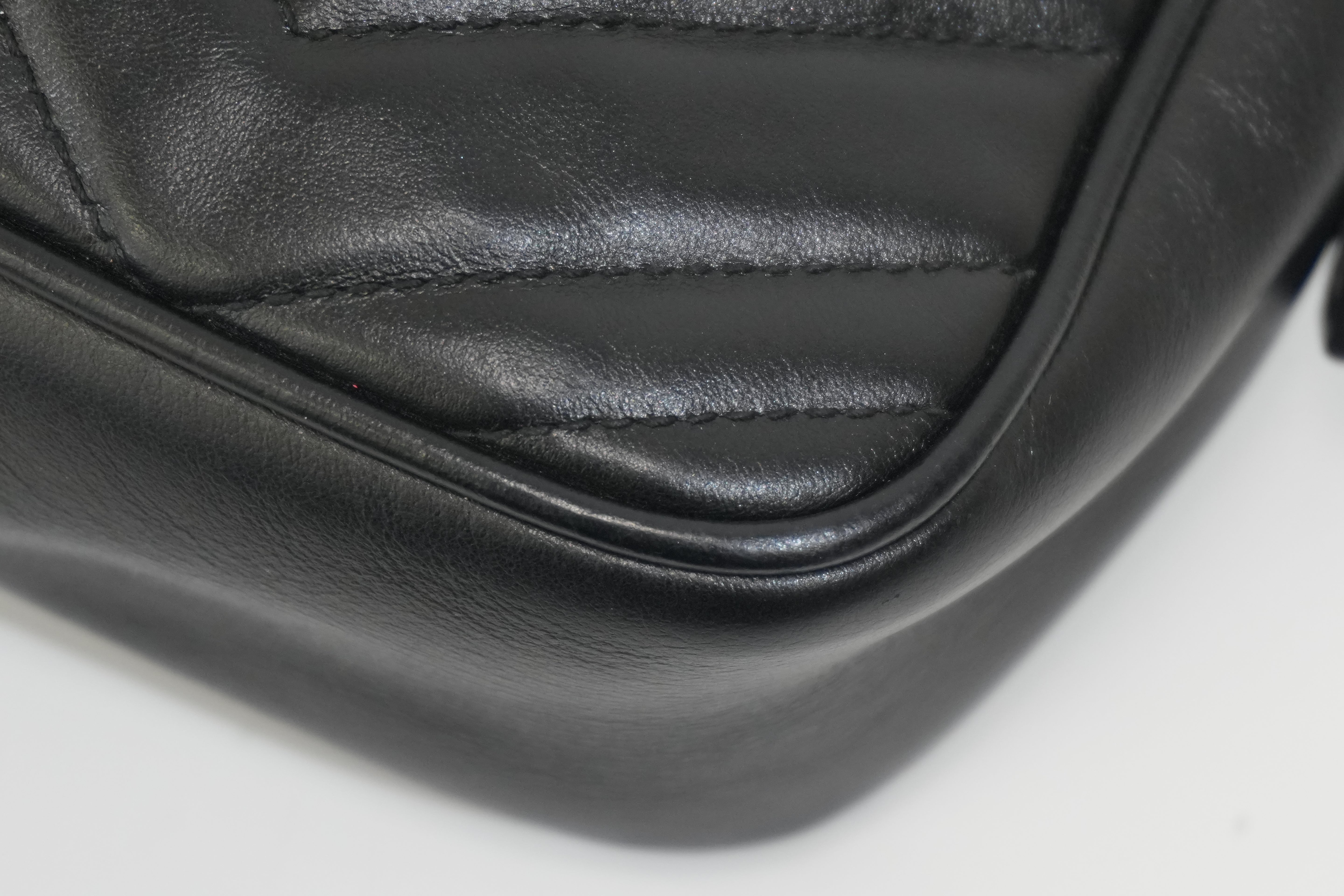 Pre-owned Gucci Leather Marmont Crossbody Bag Black
