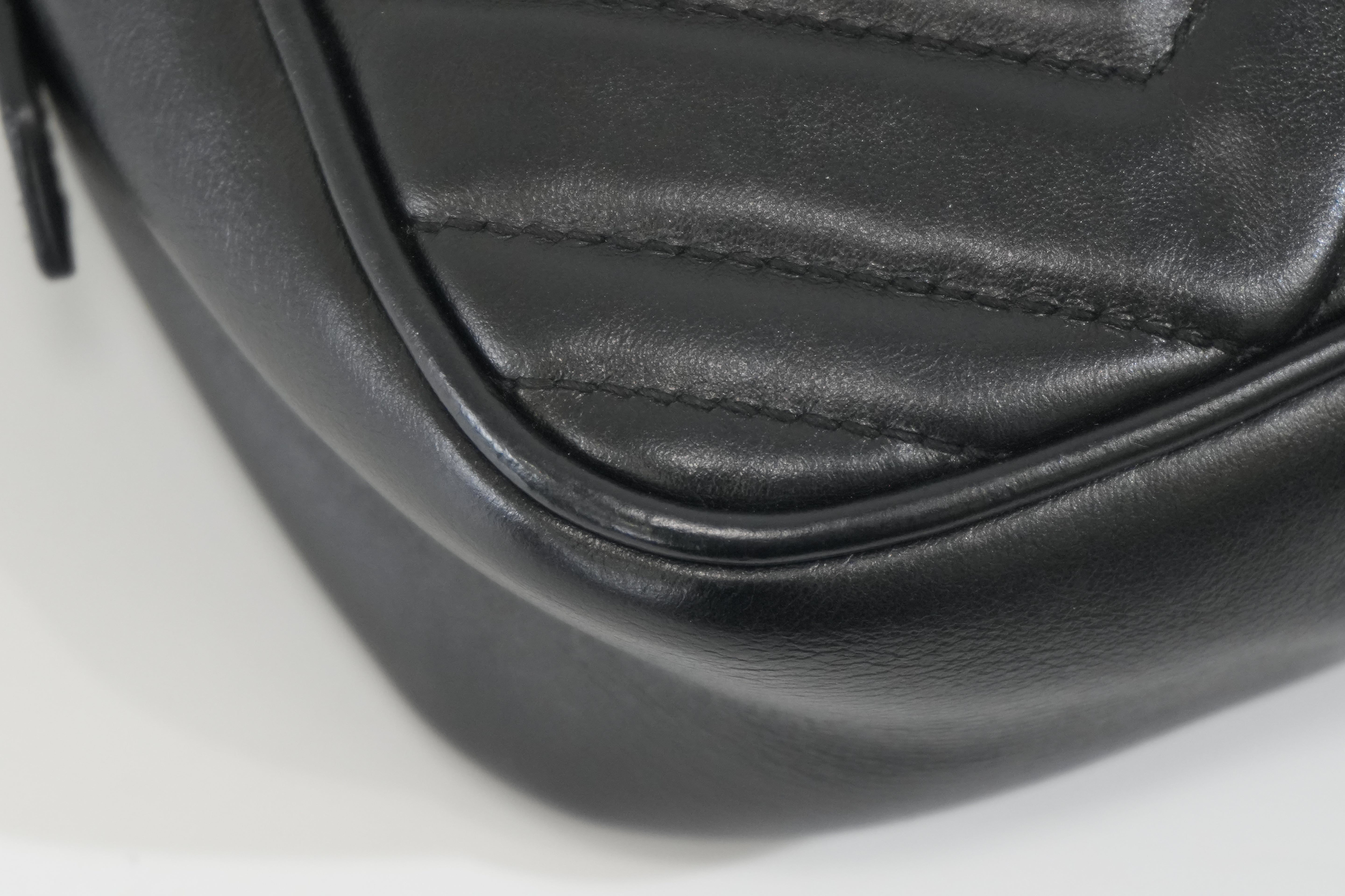 Pre-owned Gucci Leather Marmont Crossbody Bag Black