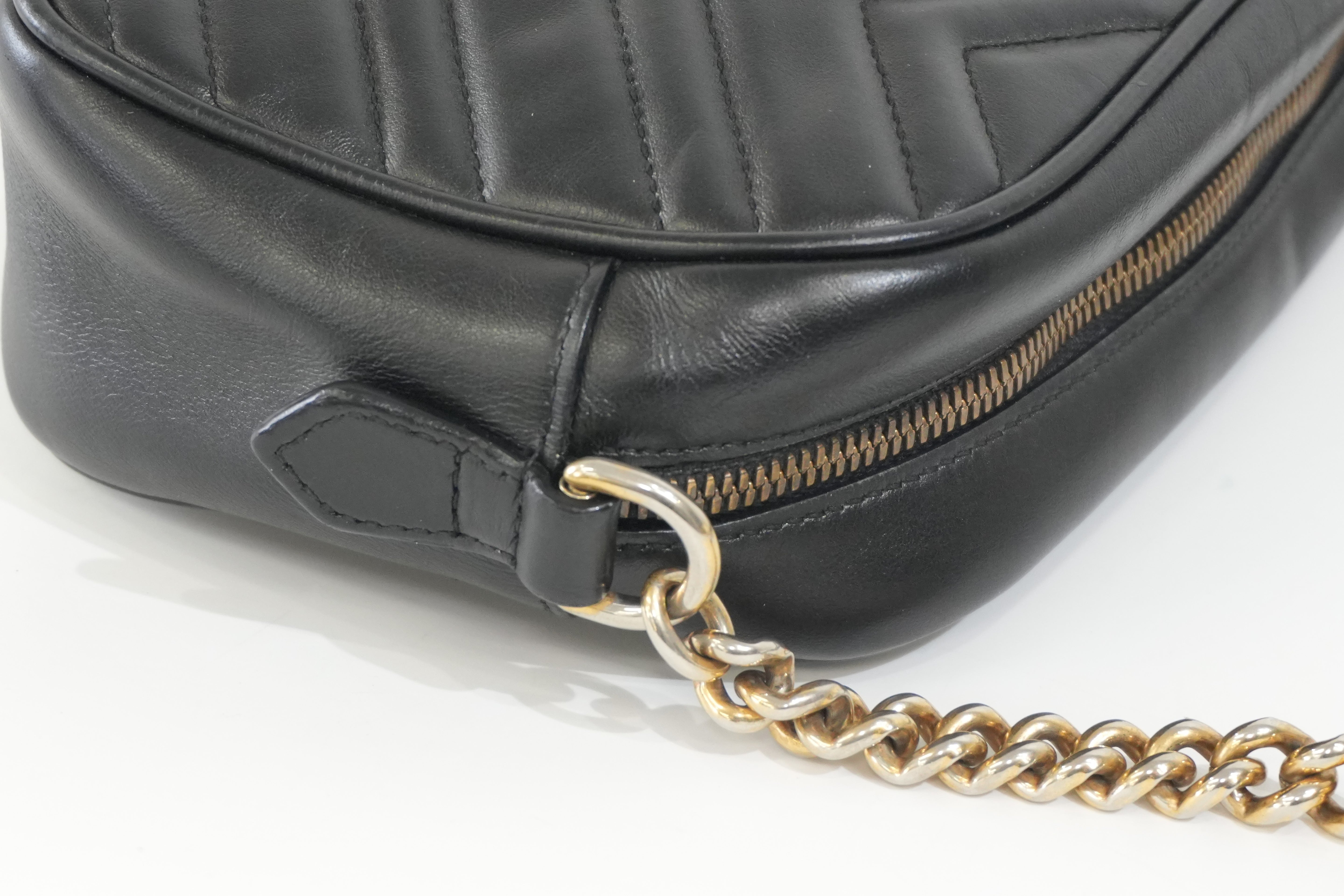 Pre-owned Gucci Leather Marmont Crossbody Bag Black