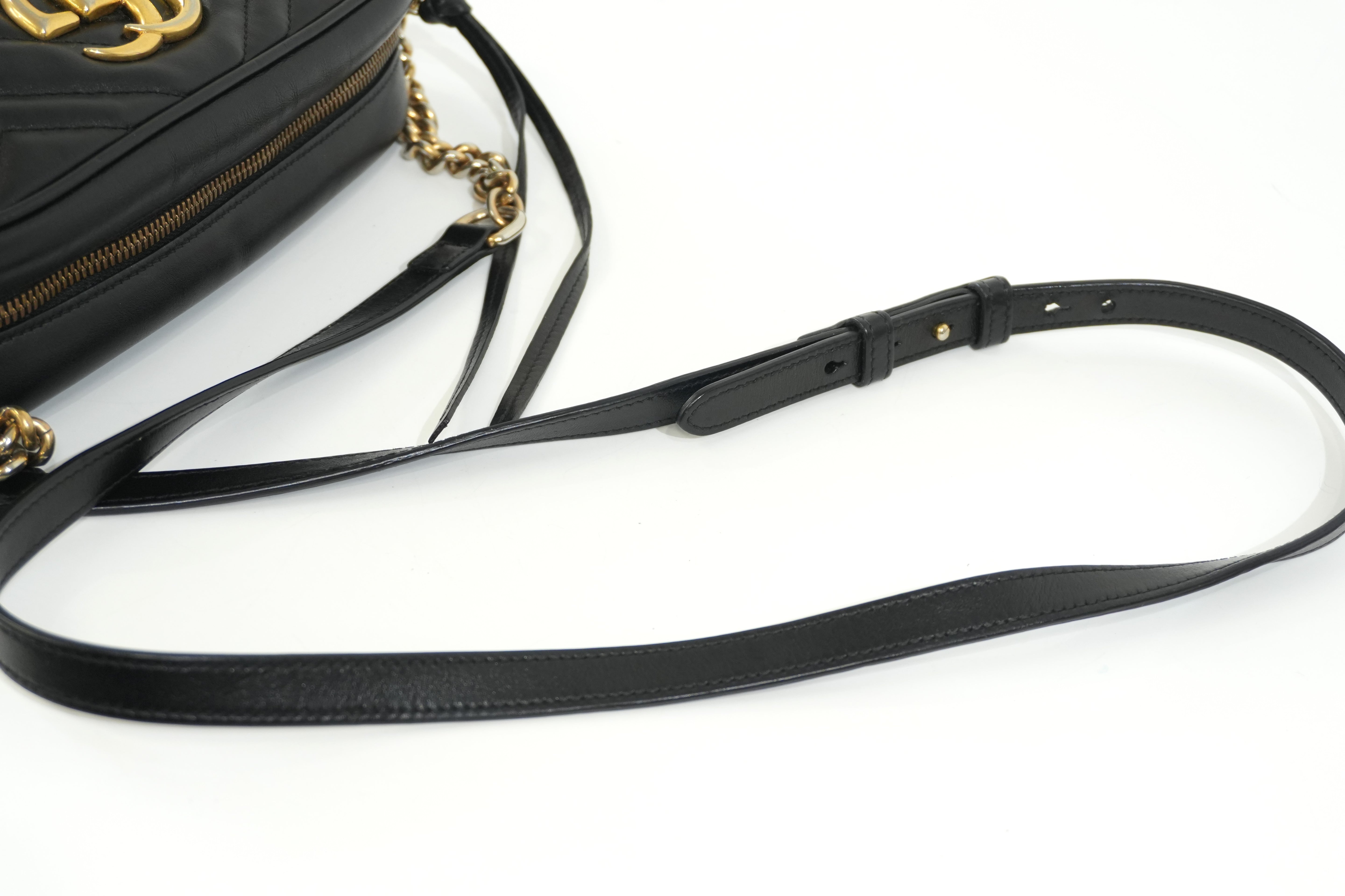 Pre-owned Gucci Leather Marmont Crossbody Bag Black