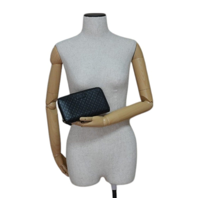 Gucci Micro Guccisima Zippy Wallet Black Leather Used