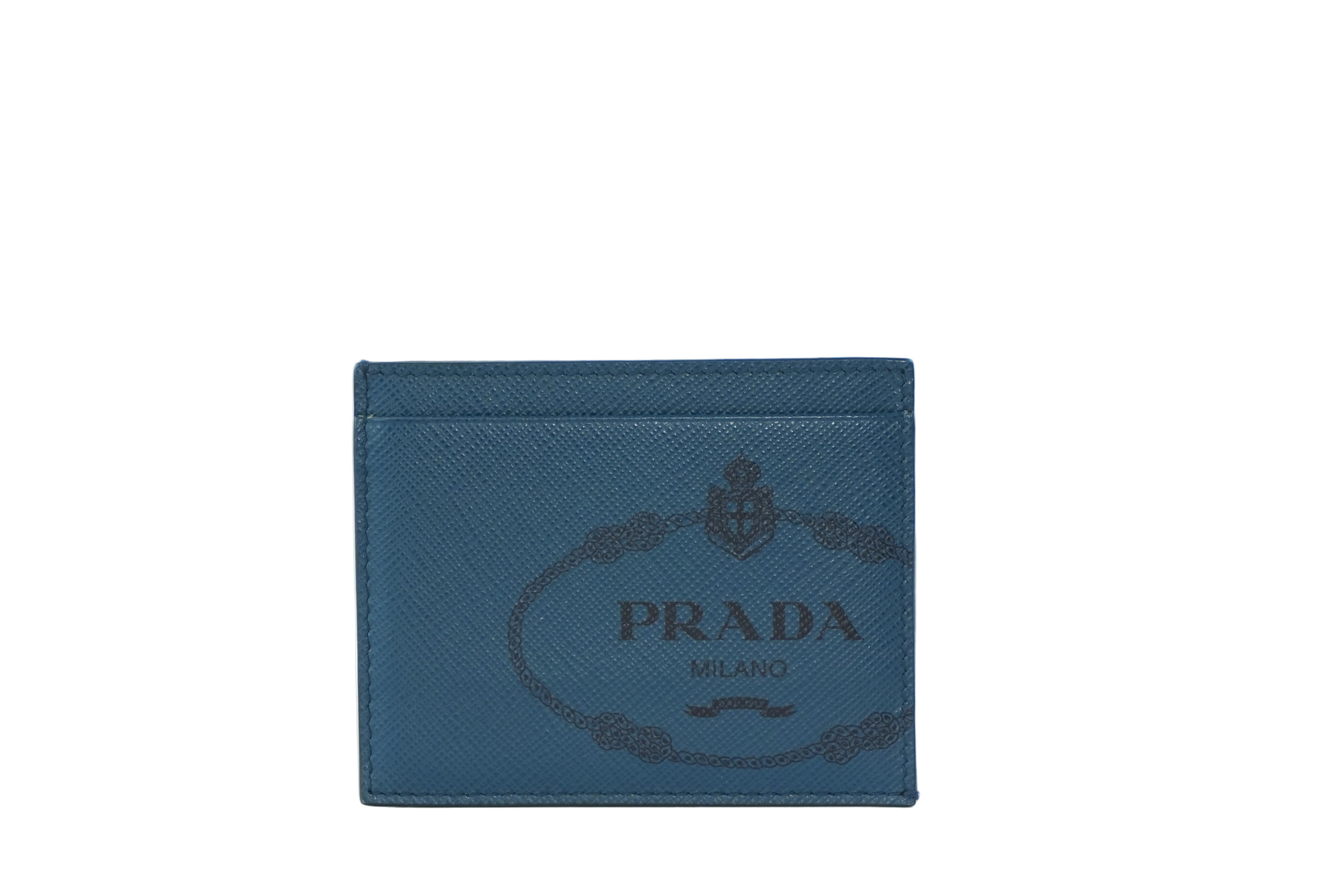 Pre-owned Prada Leather Card Case Blue