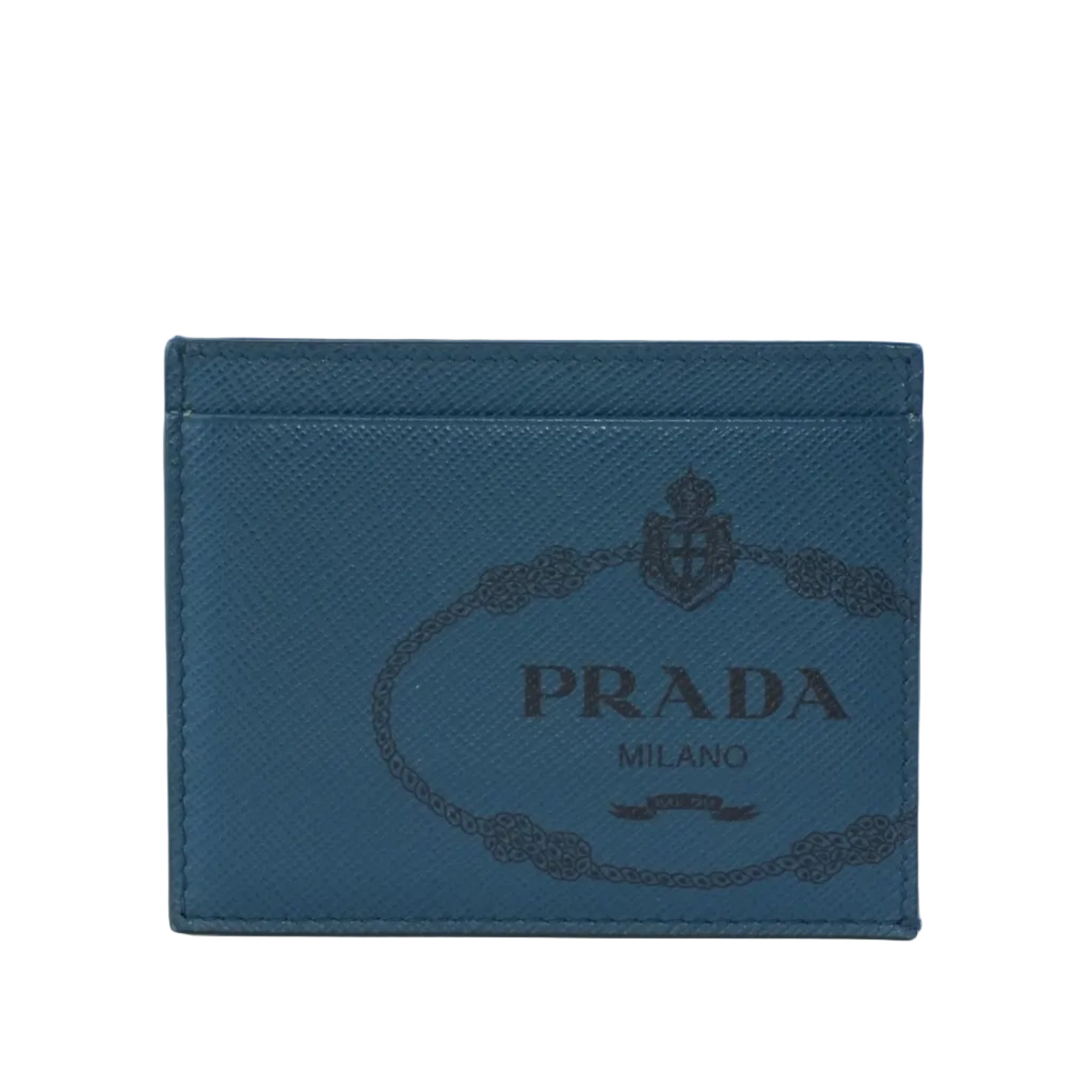 Pre-owned Prada Leather Card Case Blue
