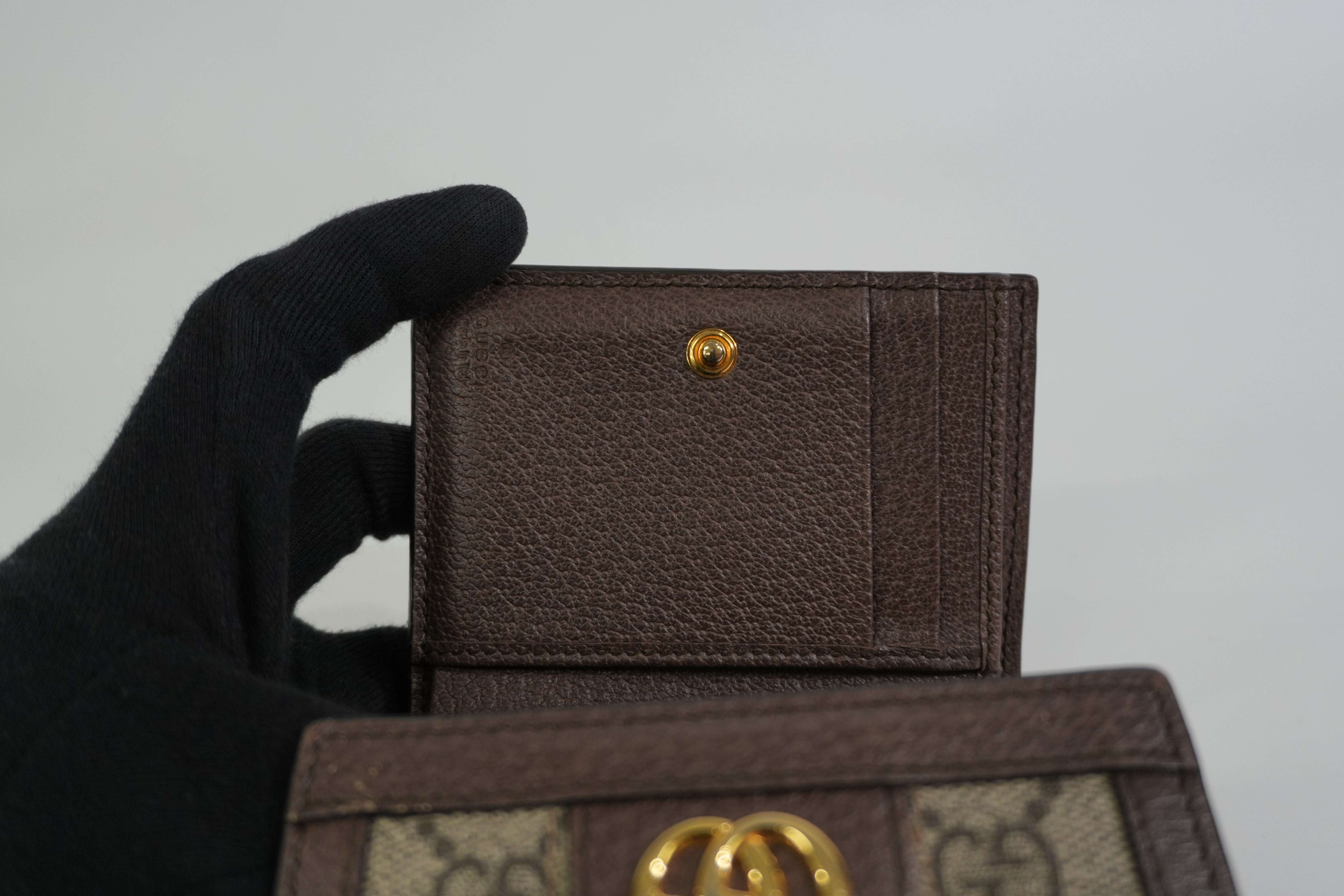 Pre-owned Gucci Ophidia Trifold Wallet Brown