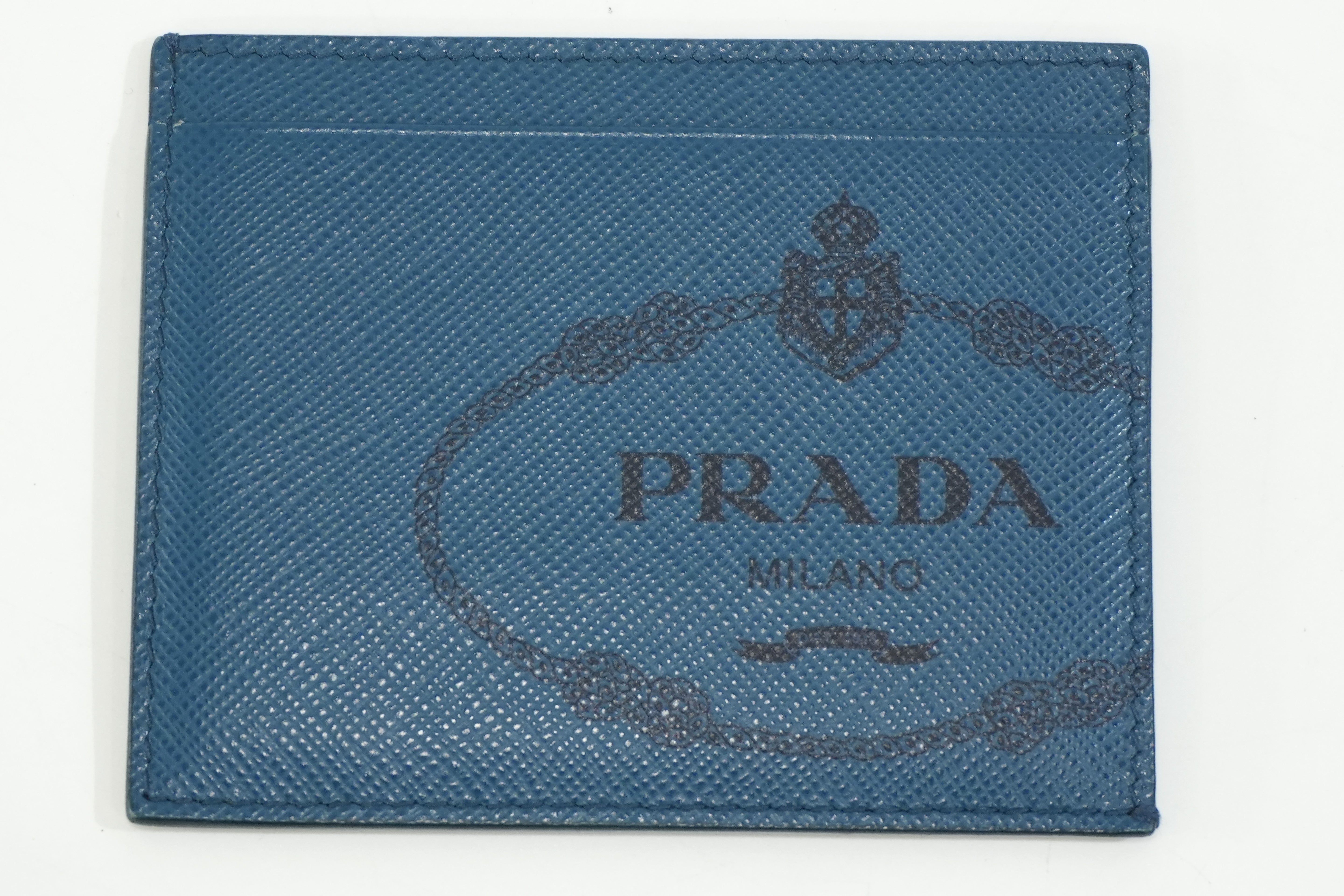 Pre-owned Prada Leather Card Case Blue