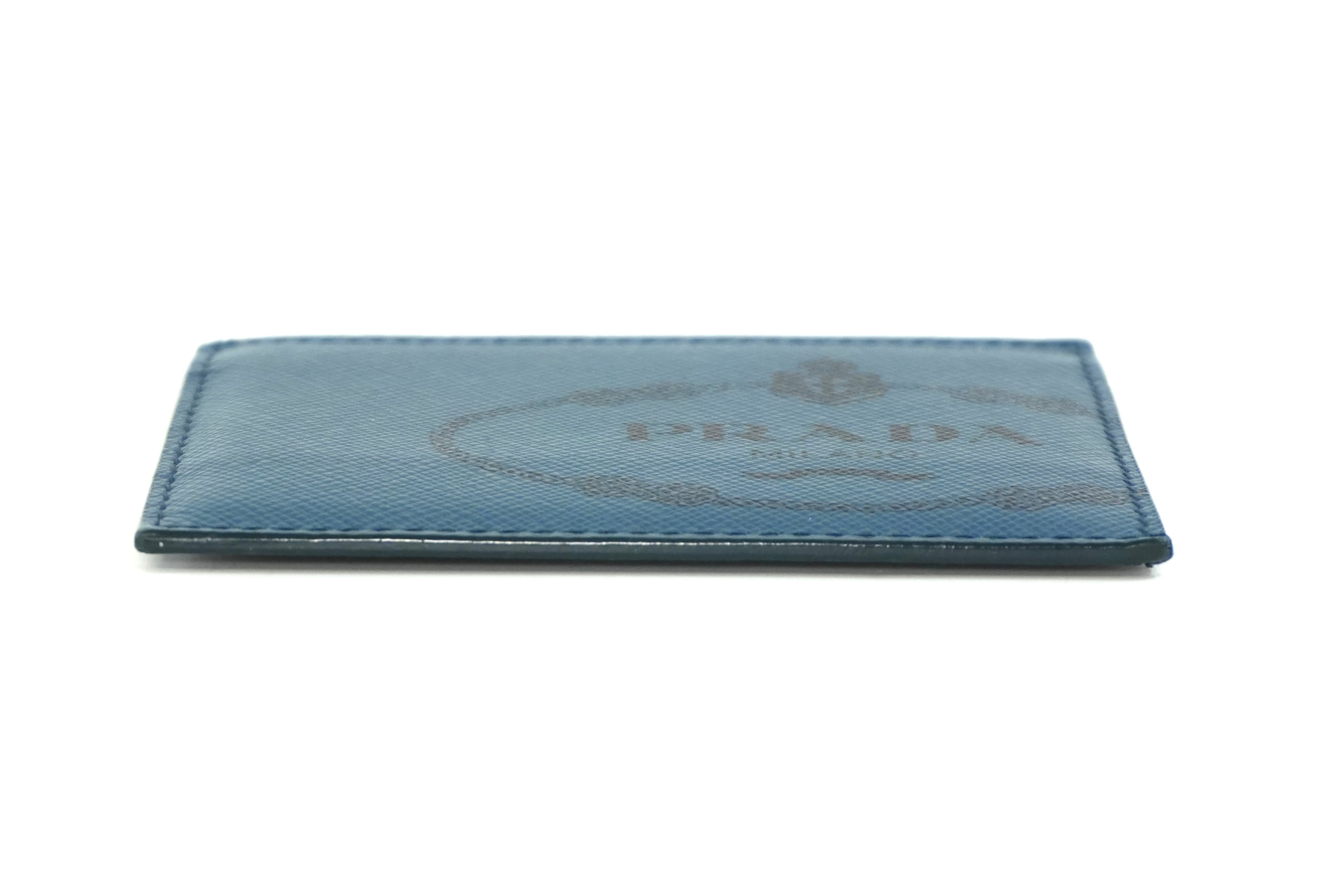 Pre-owned Prada Leather Card Case Blue