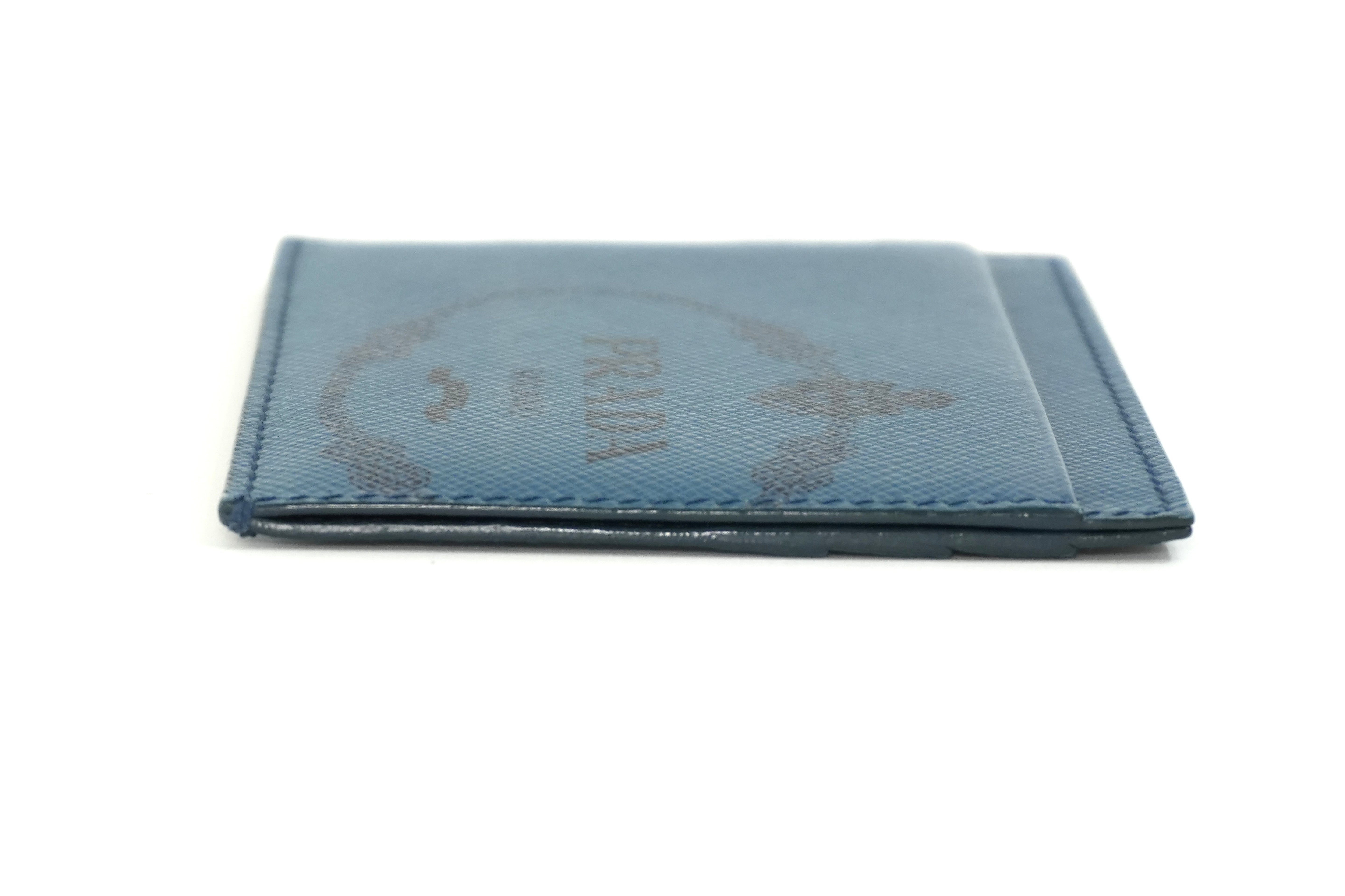 Pre-owned Prada Leather Card Case Blue