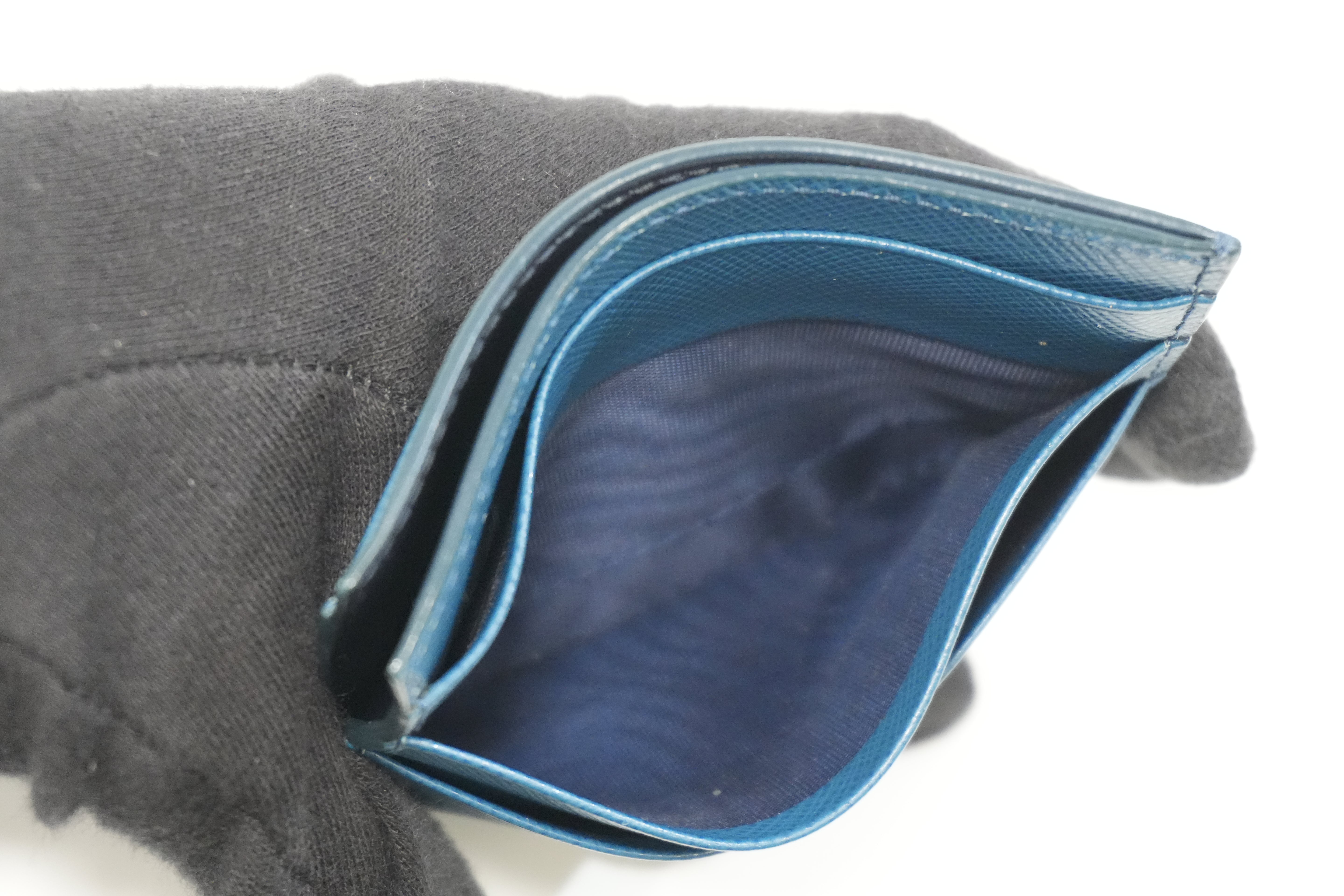 Pre-owned Prada Leather Card Case Blue