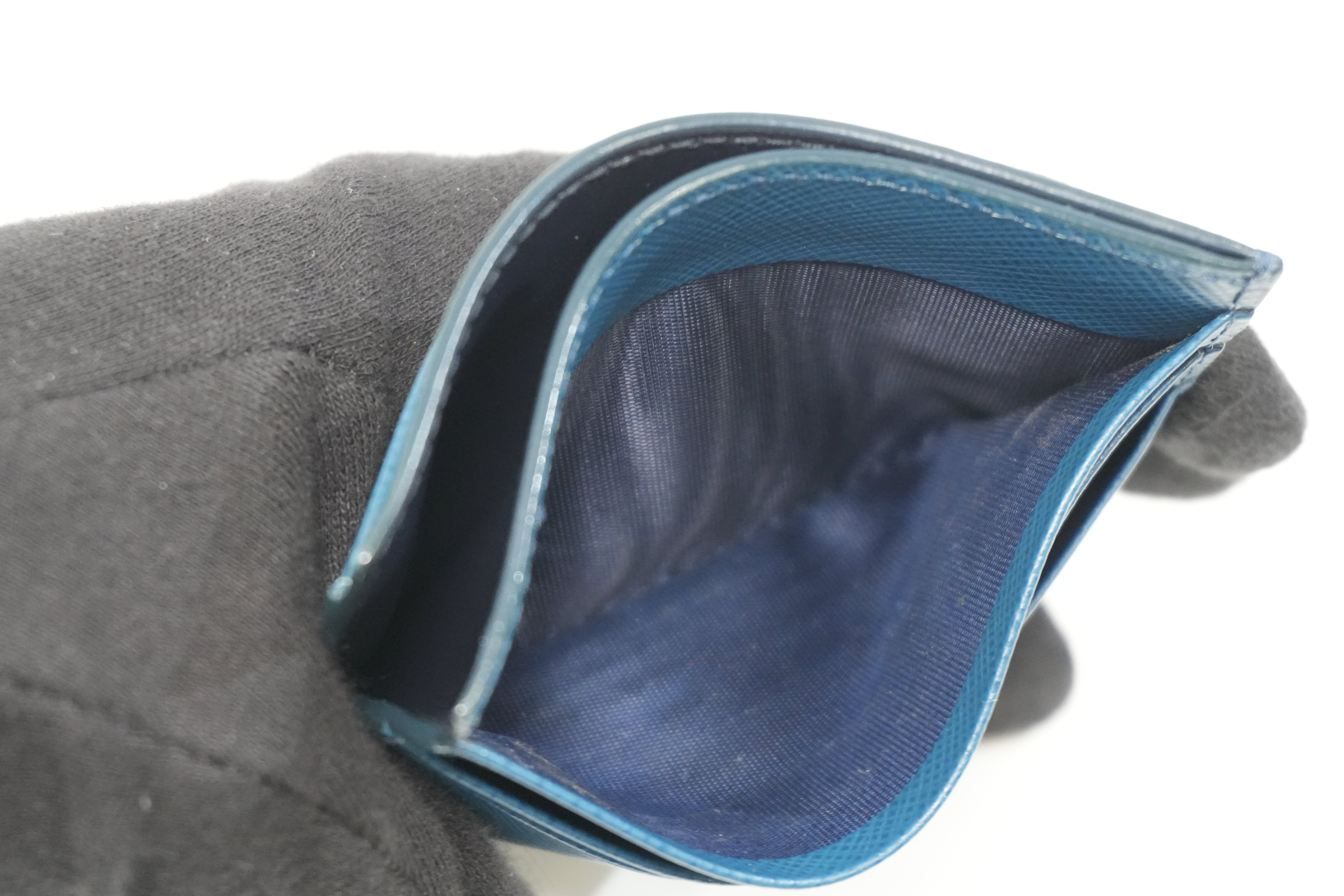 Pre-owned Prada Leather Card Case Blue