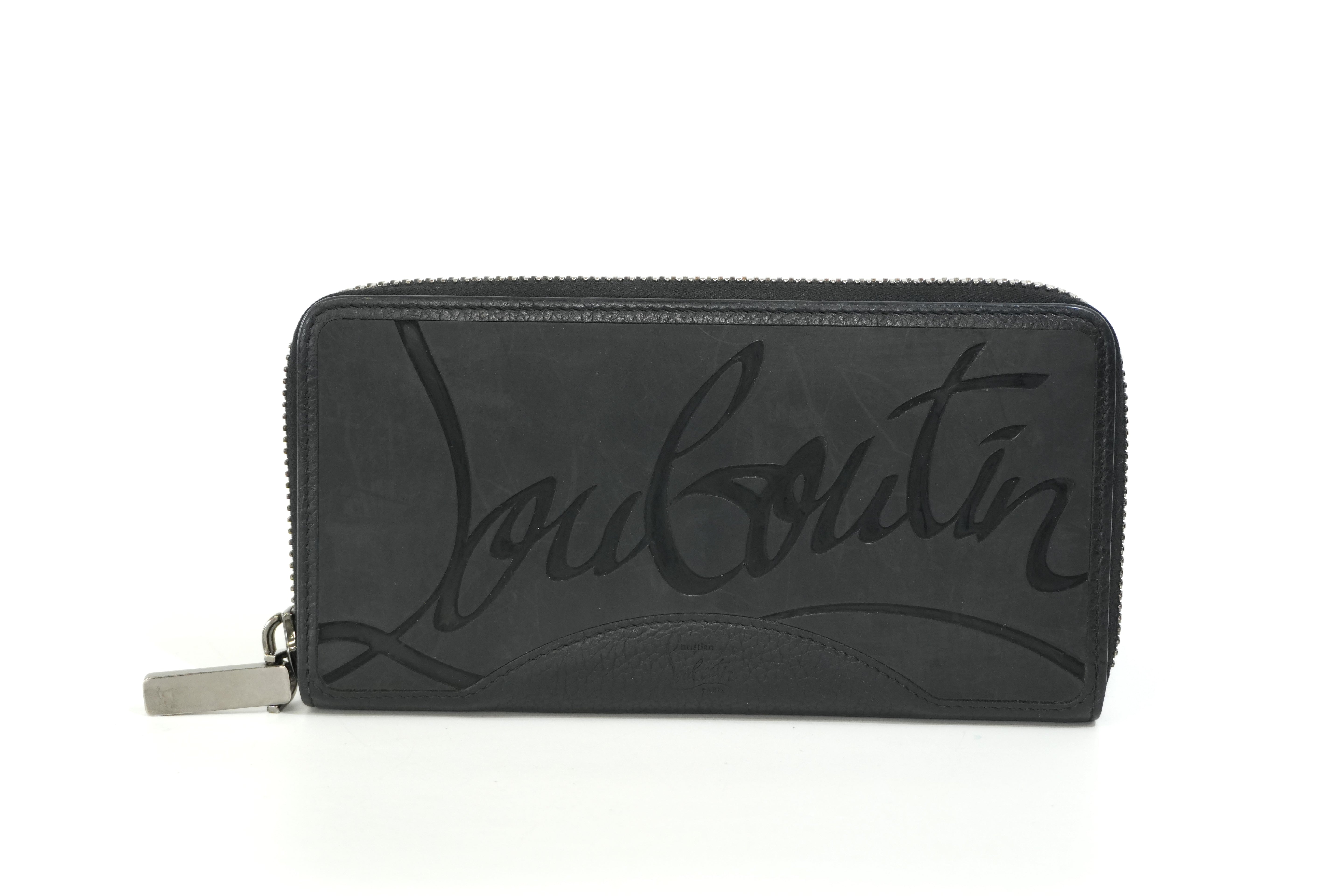 Pre-owned Louboutin Leather Zippy Long Wallet Black