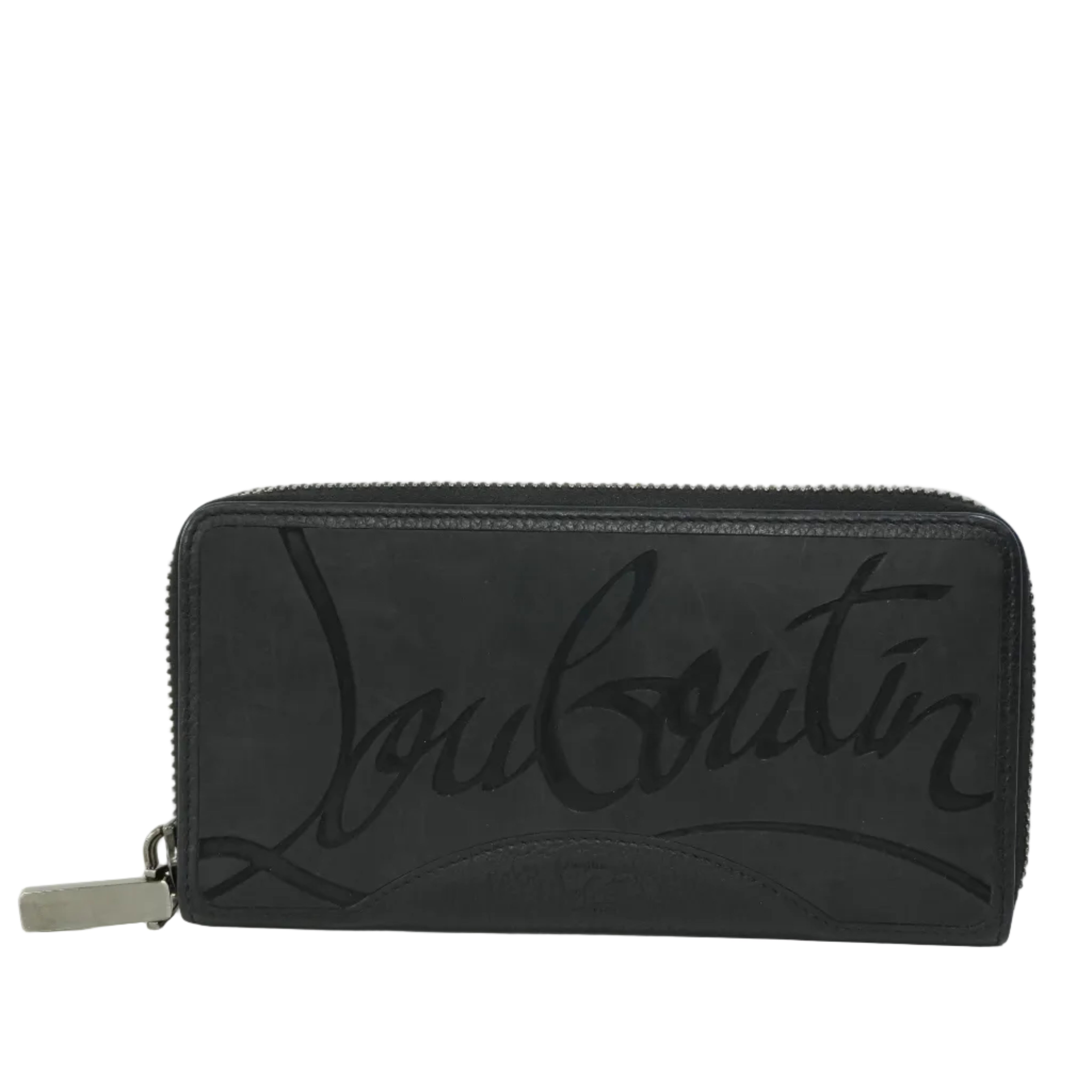 Pre-owned Louboutin Leather Zippy Long Wallet Black
