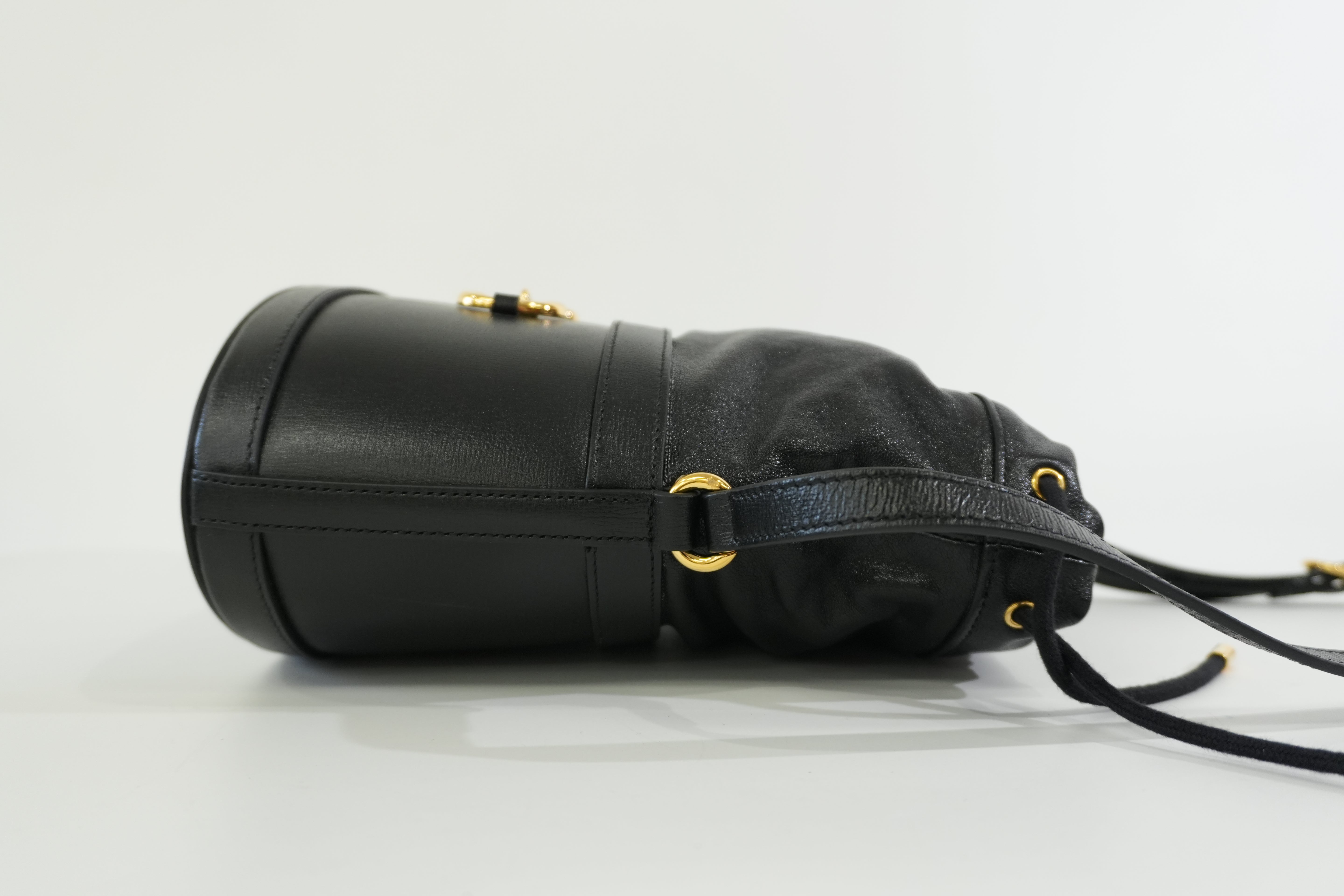 Pre-owned Gucci 1955 Horsebit Bucket Shoulder Bag Black