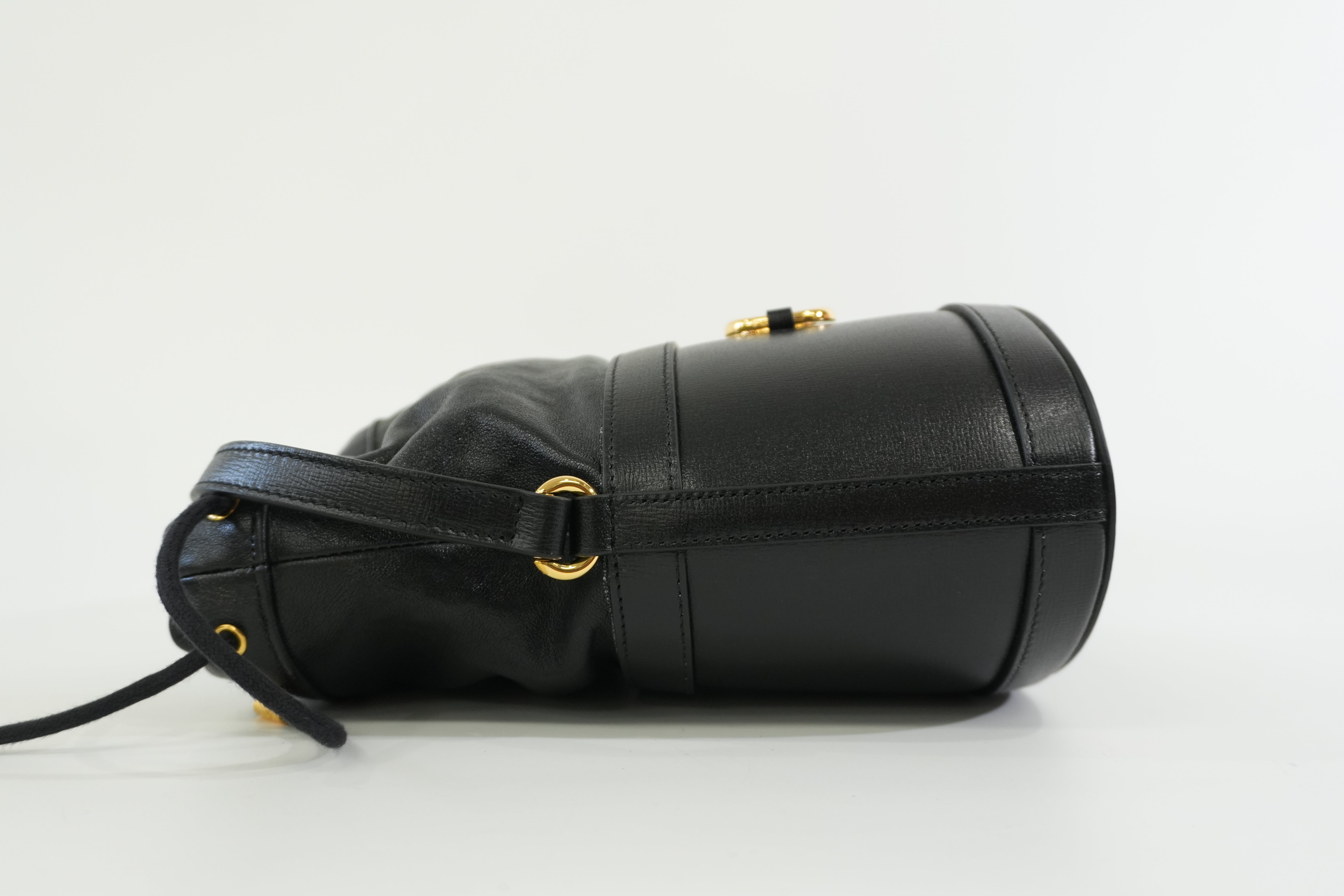 Pre-owned Gucci 1955 Horsebit Bucket Shoulder Bag Black