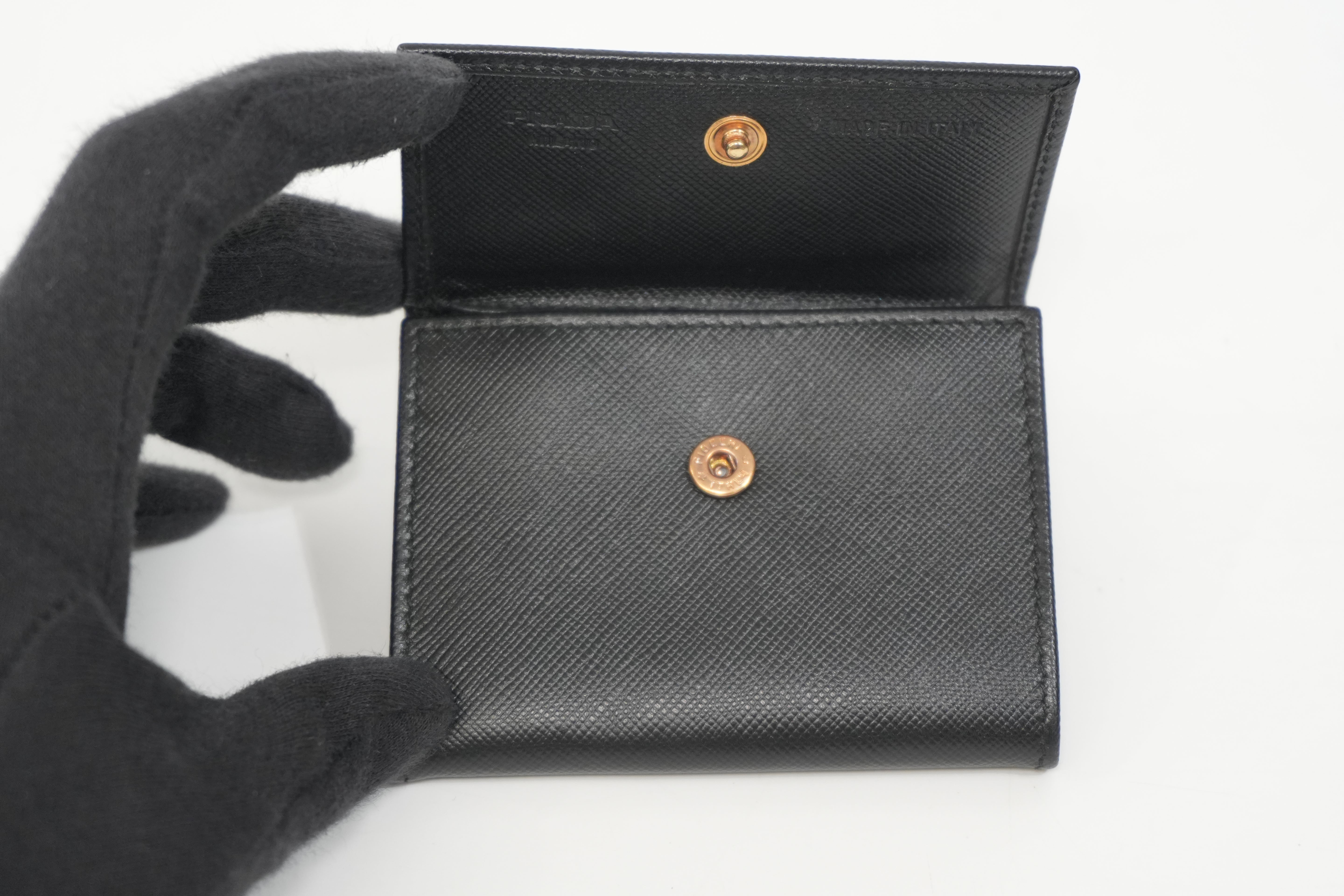 Pre-owned Prada Leather Coin Case Black