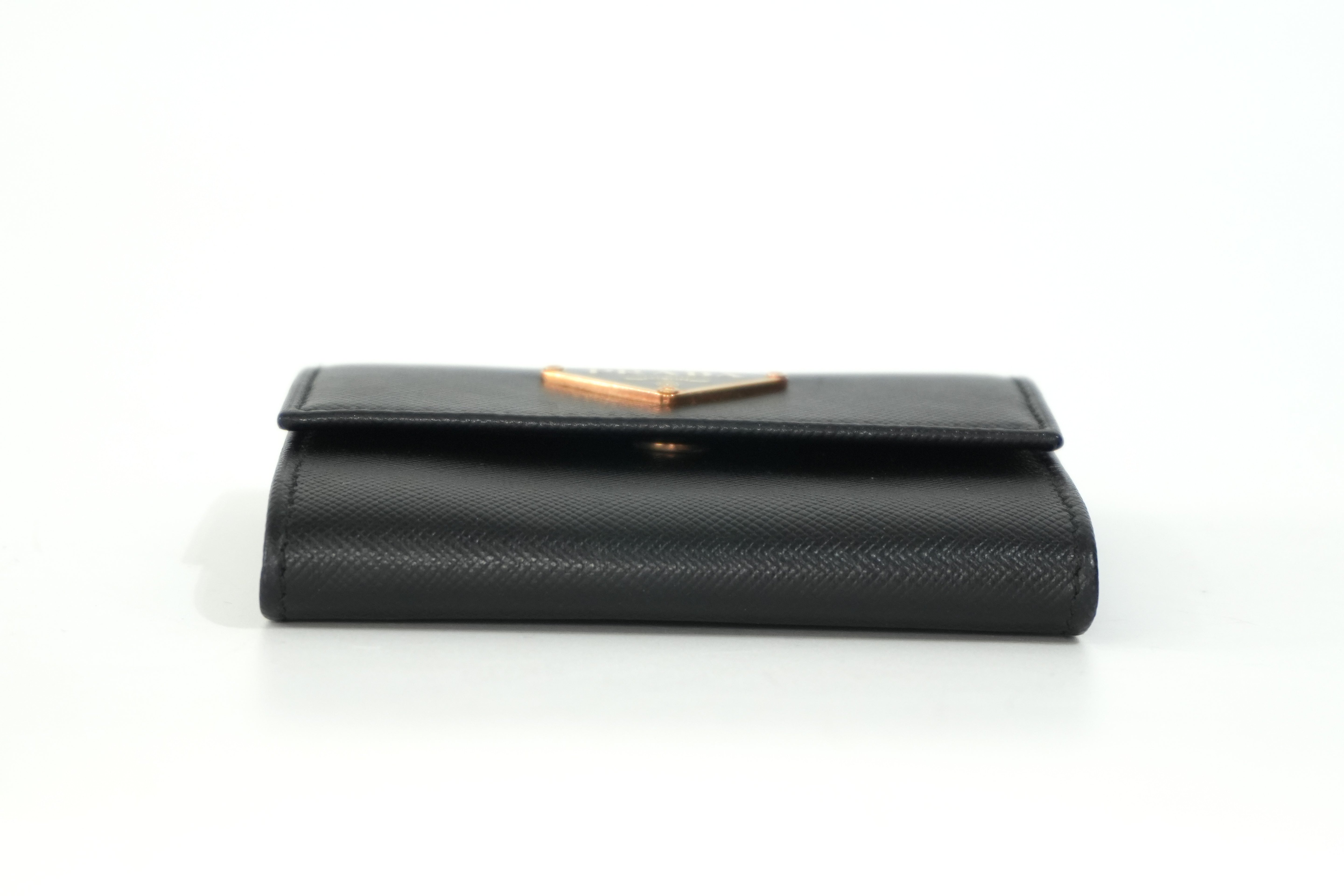 Pre-owned Prada Leather Coin Case Black
