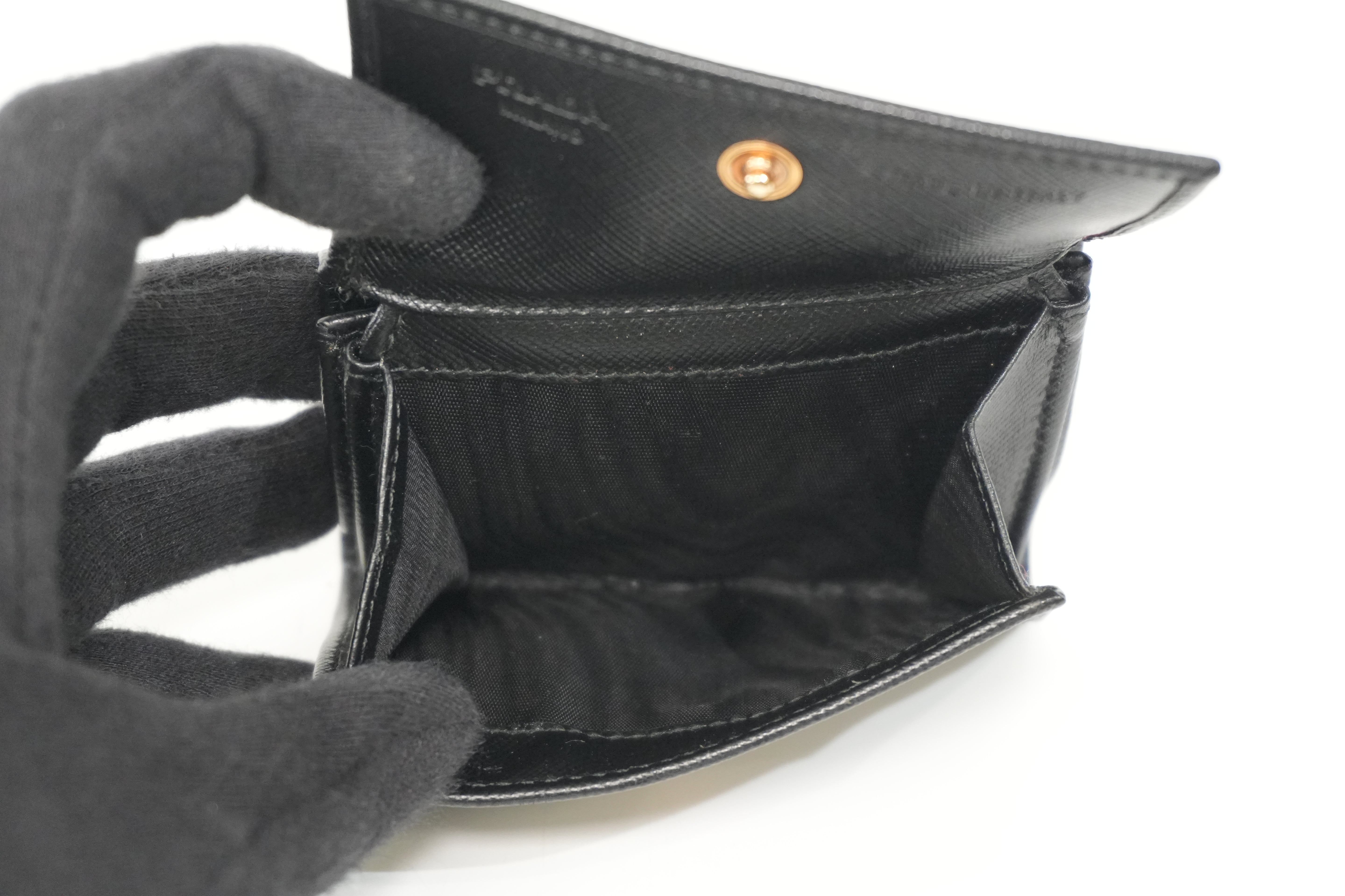 Pre-owned Prada Leather Coin Case Black
