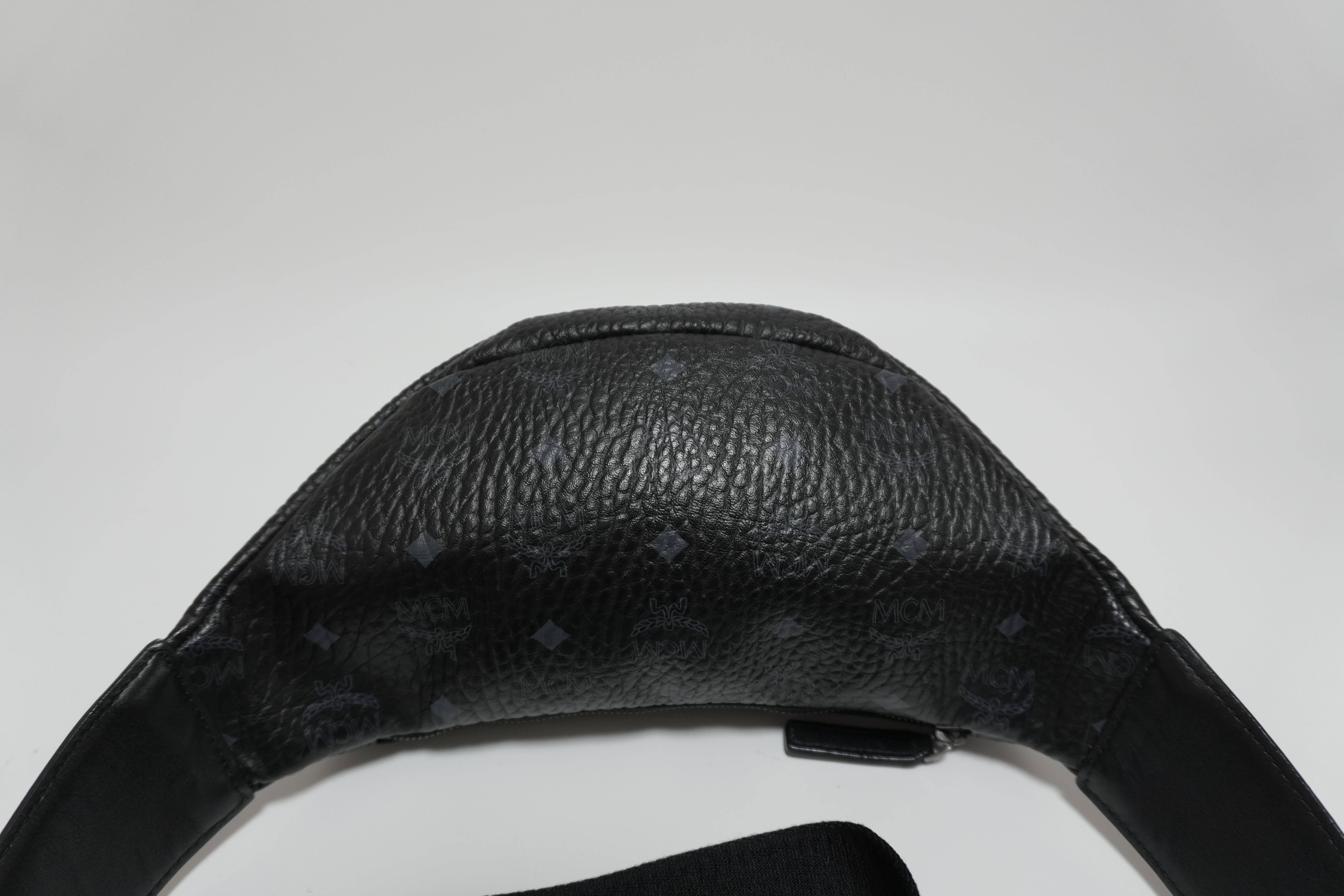 MCM Waist Bag Black Canvas Black Used