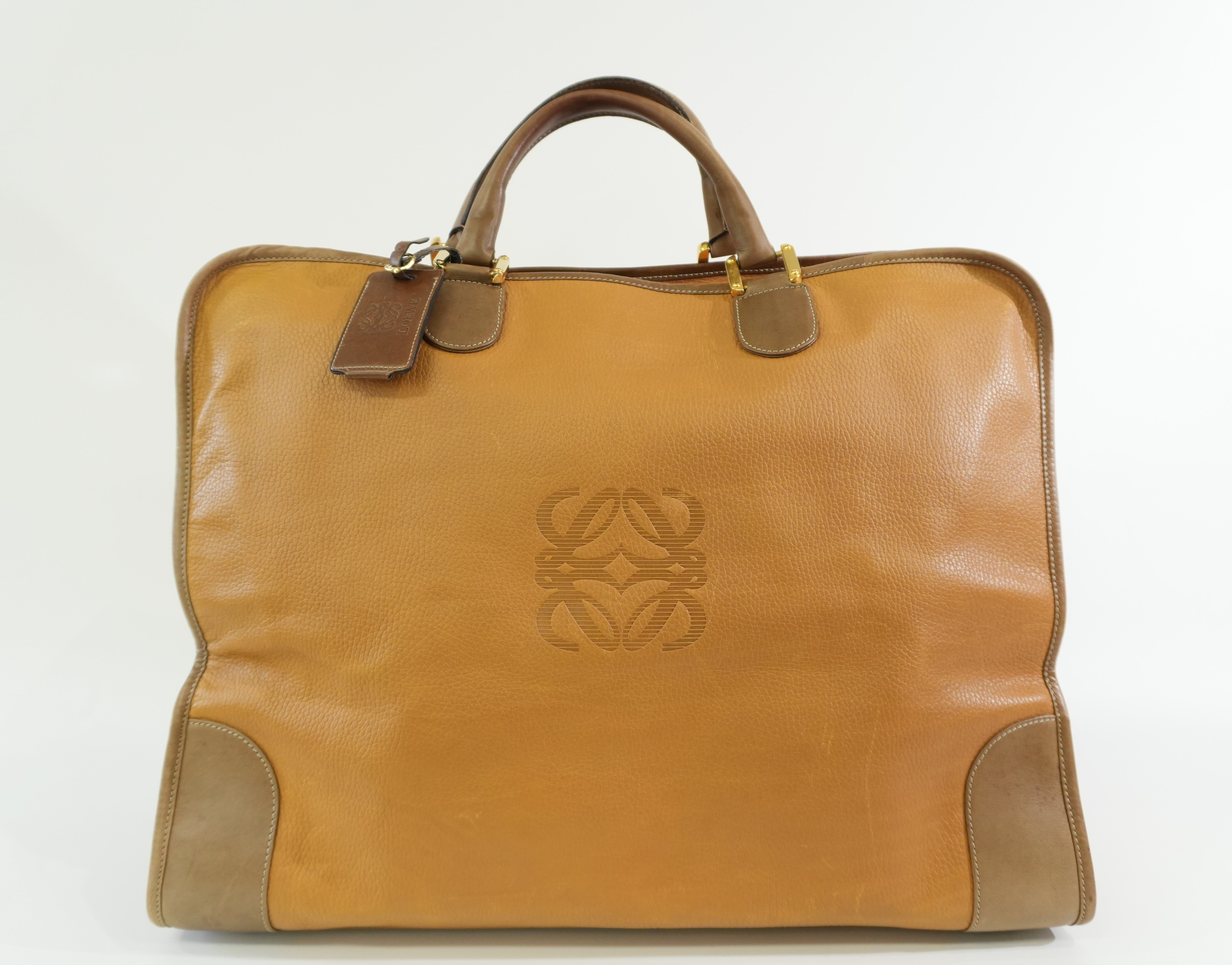 Pre-owned Loewe Amazona 50 Anagram Boston Travel Bag Beige