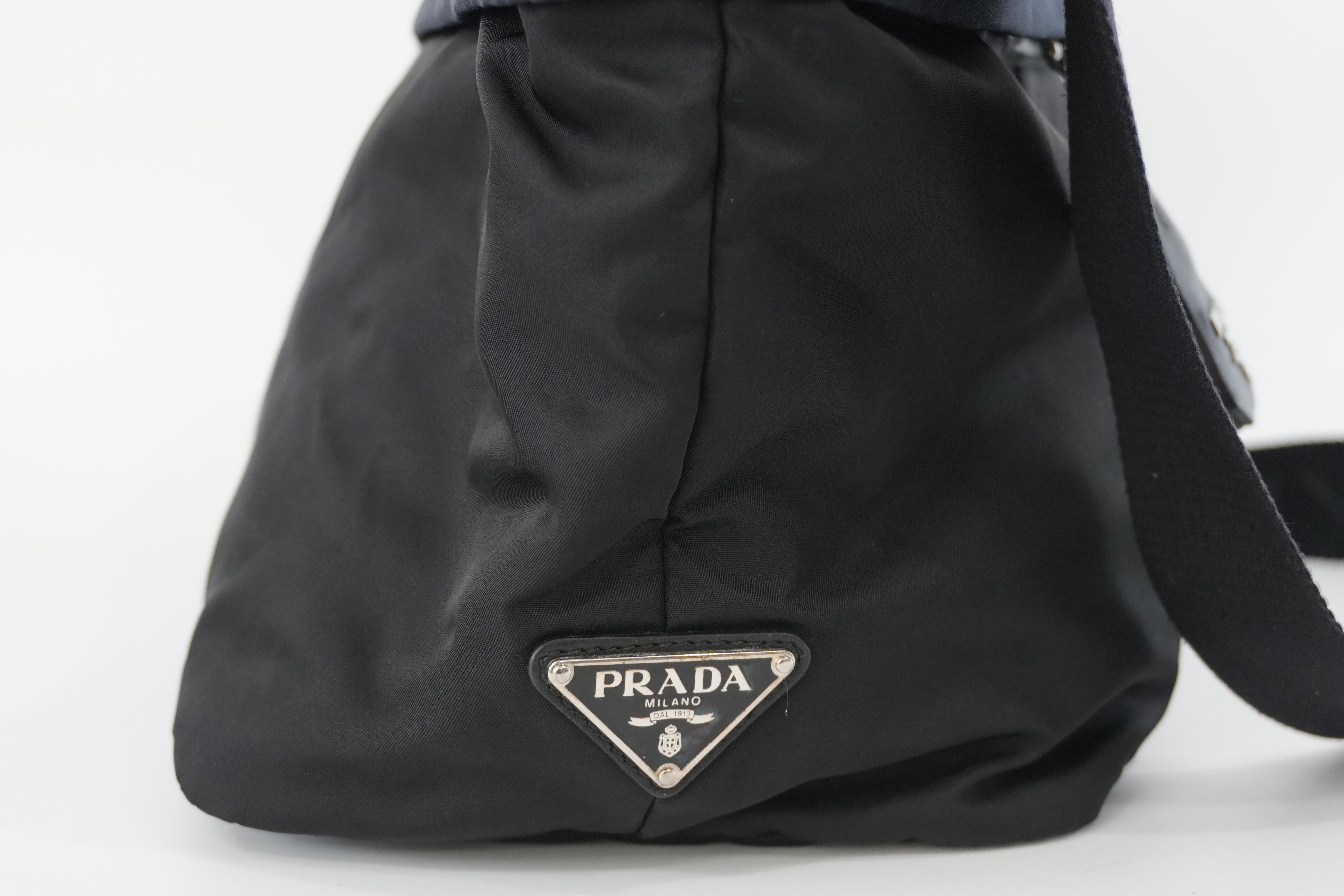 Prada Two Way Shoulder Bag Nylon Black and Blue Used