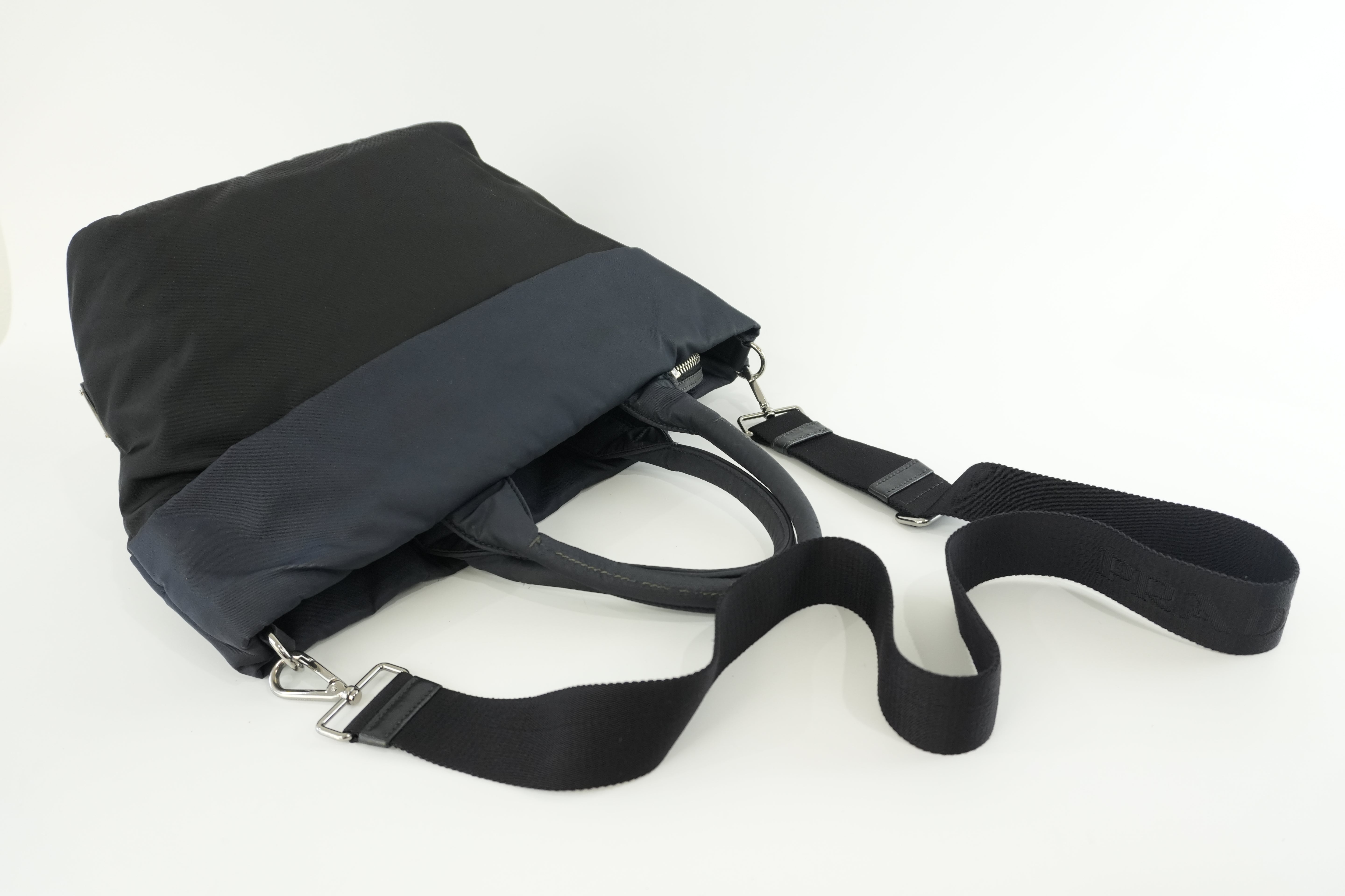 Prada Two Way Shoulder Bag Nylon Black and Blue Used