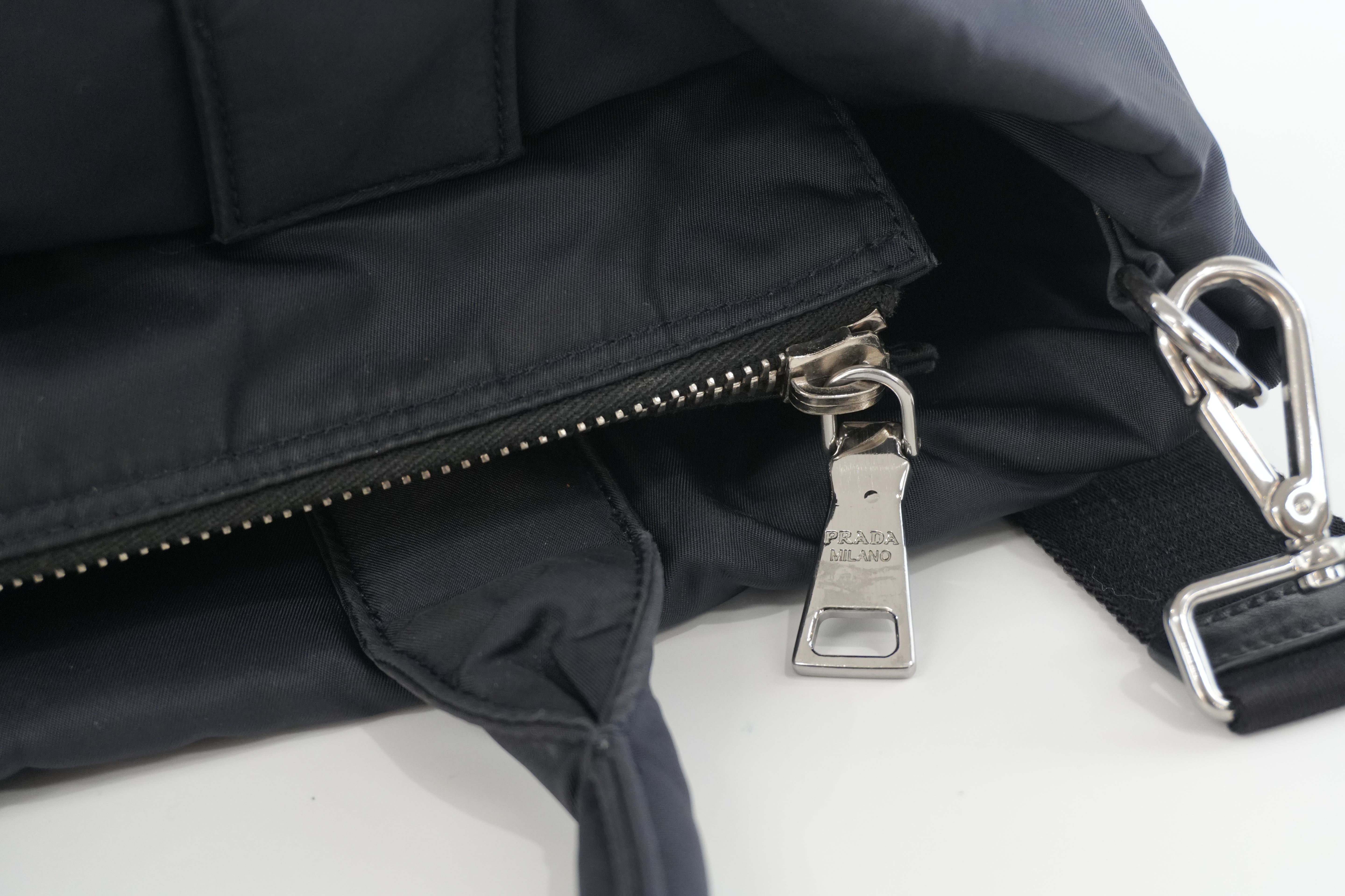 Prada Two Way Shoulder Bag Nylon Black and Blue Used