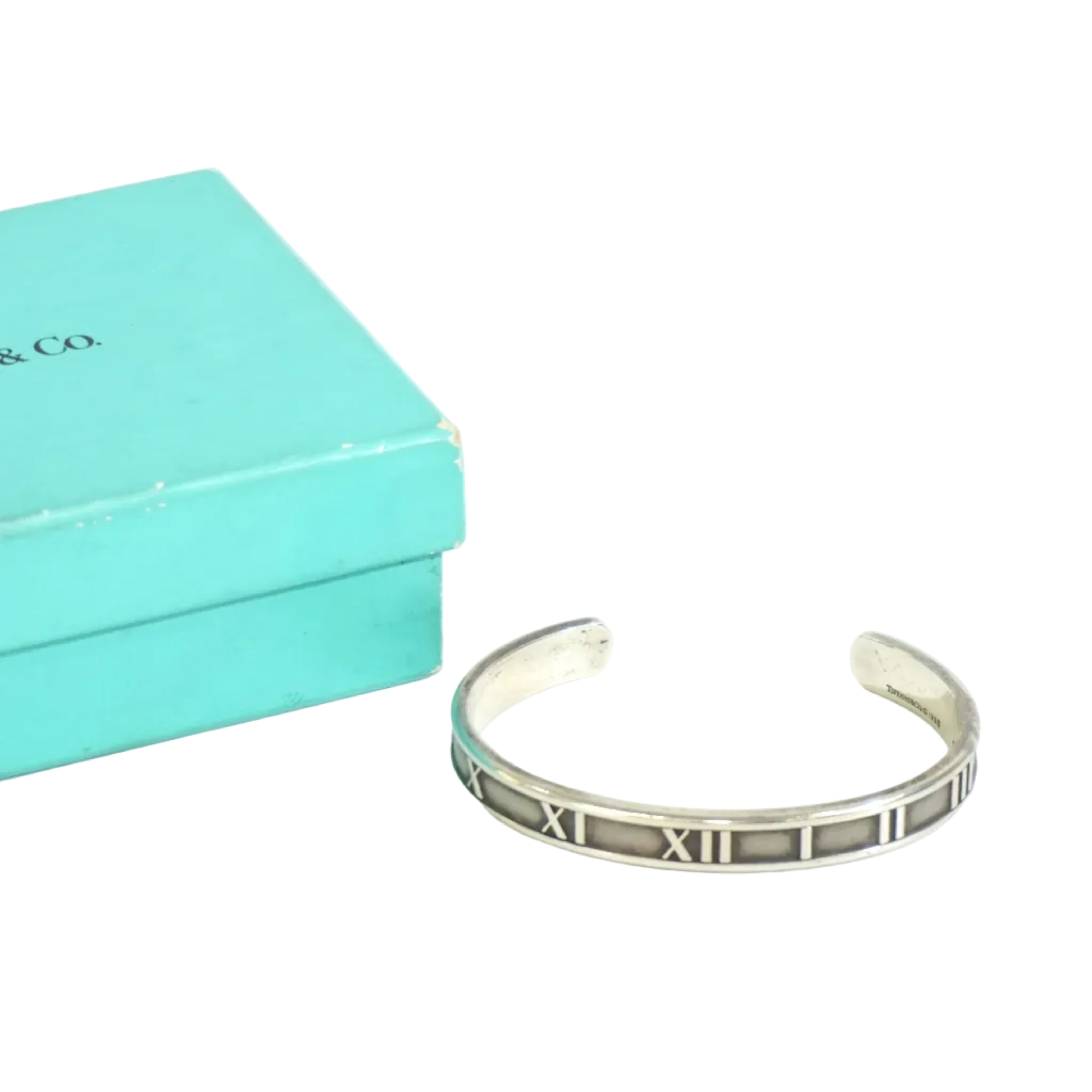 Pre-owned Tiffany & Co. Silver Roman Numerals Bangle