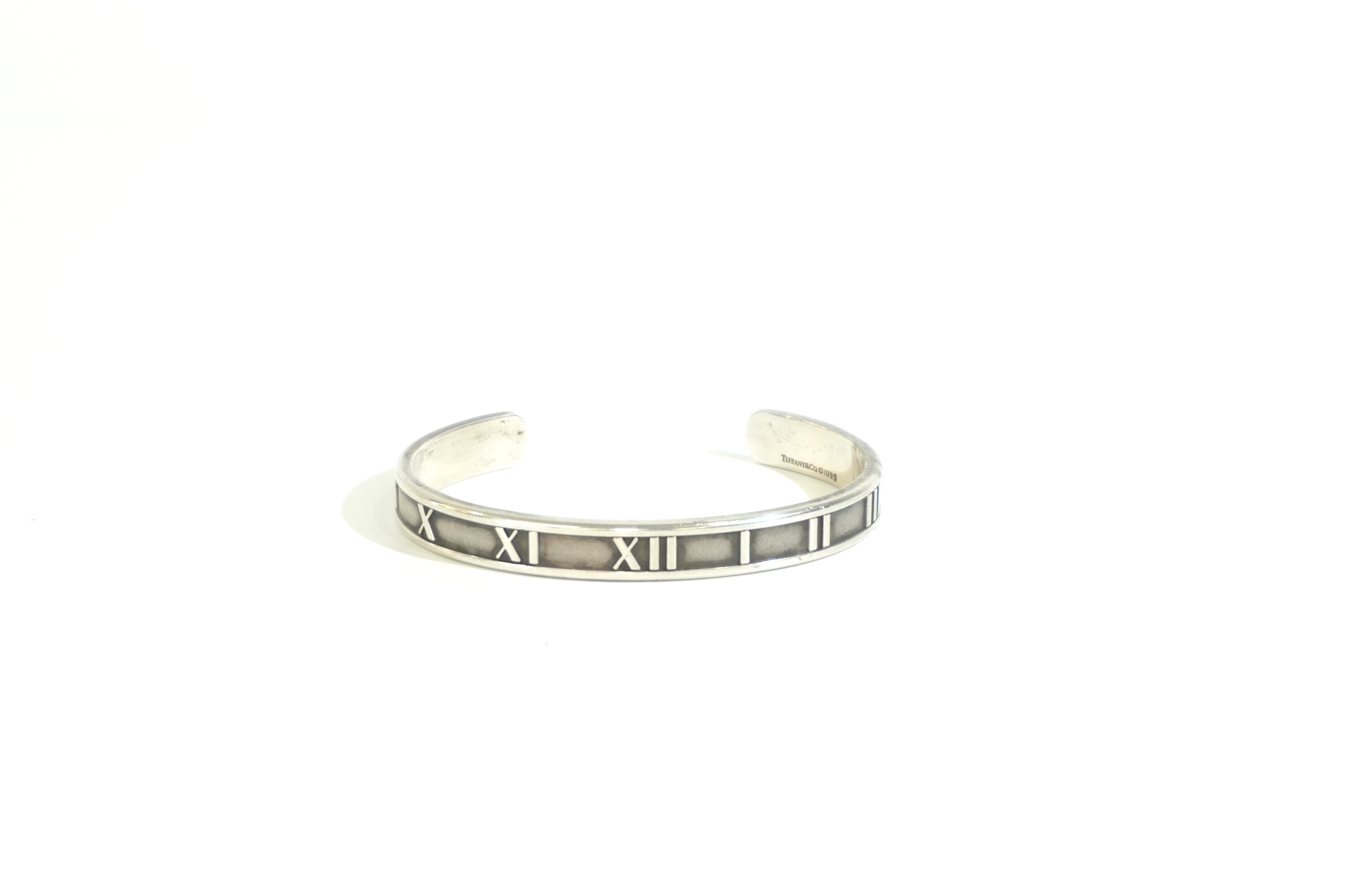 Pre-owned Tiffany & Co. Silver Roman Numerals Bangle