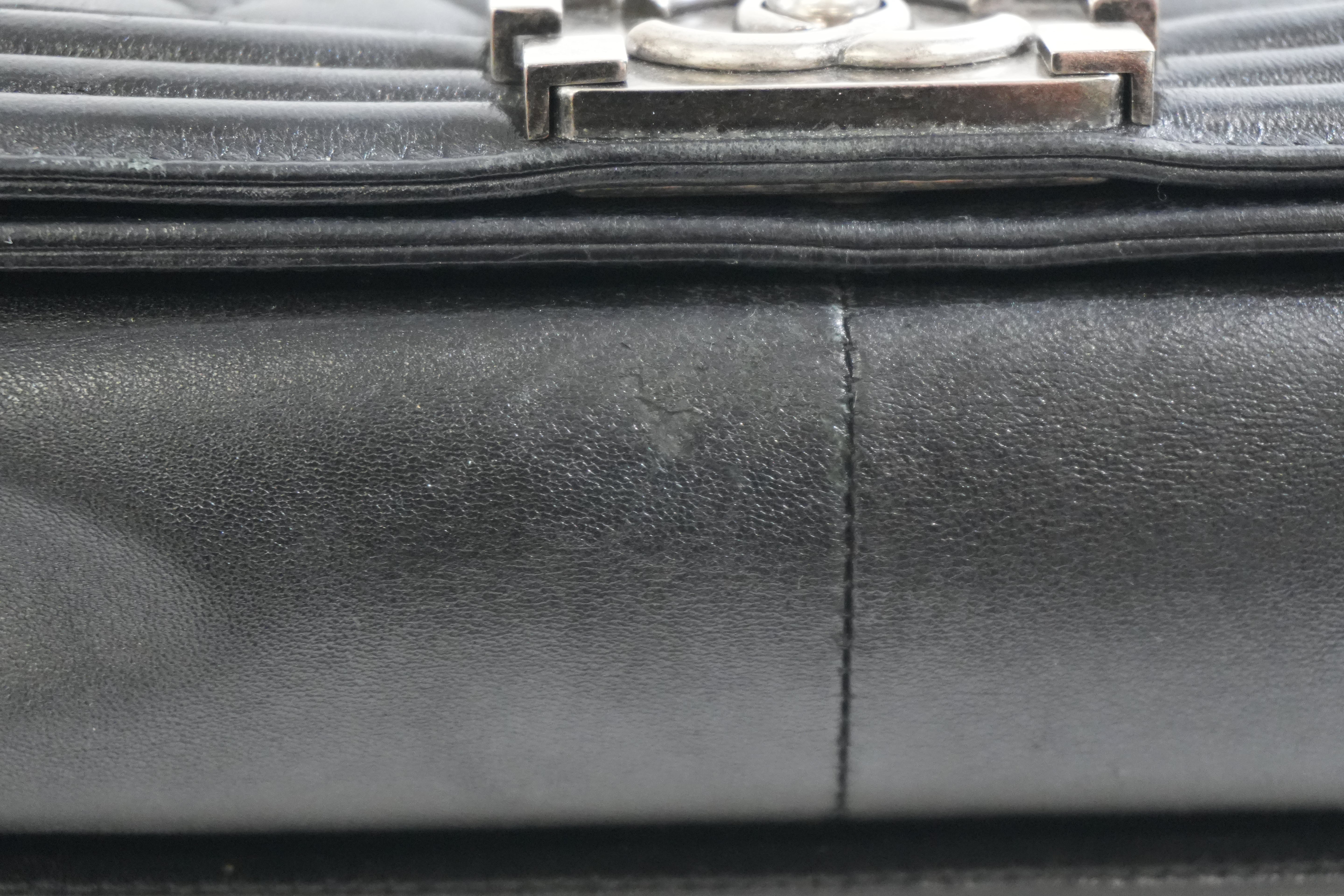 Pre-owned Chanel Boy Flap Bag Quilted Lambskin Leather Black
