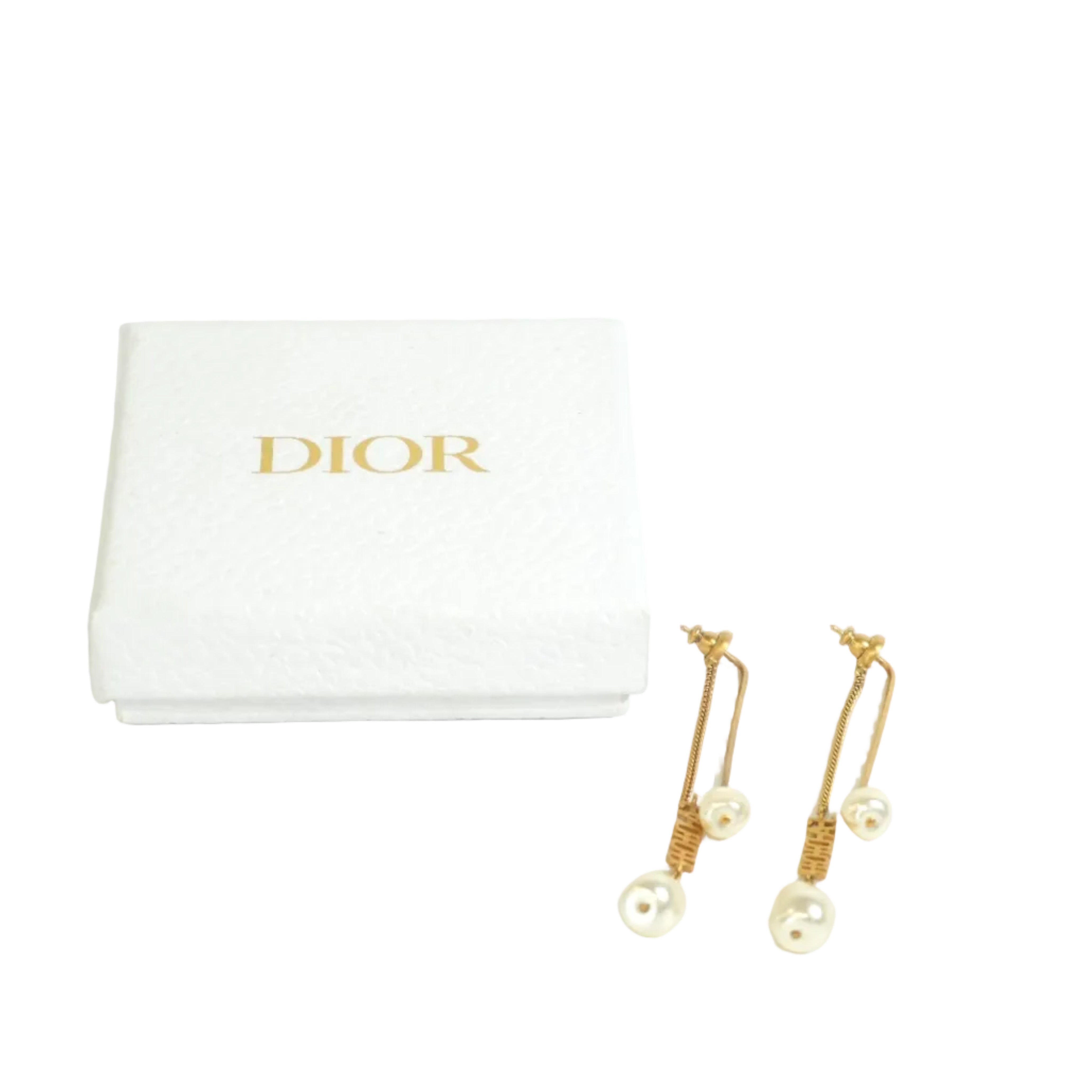 Pre-owned Dior Stainlesss Steel Immitation Pear Dangling Earrings