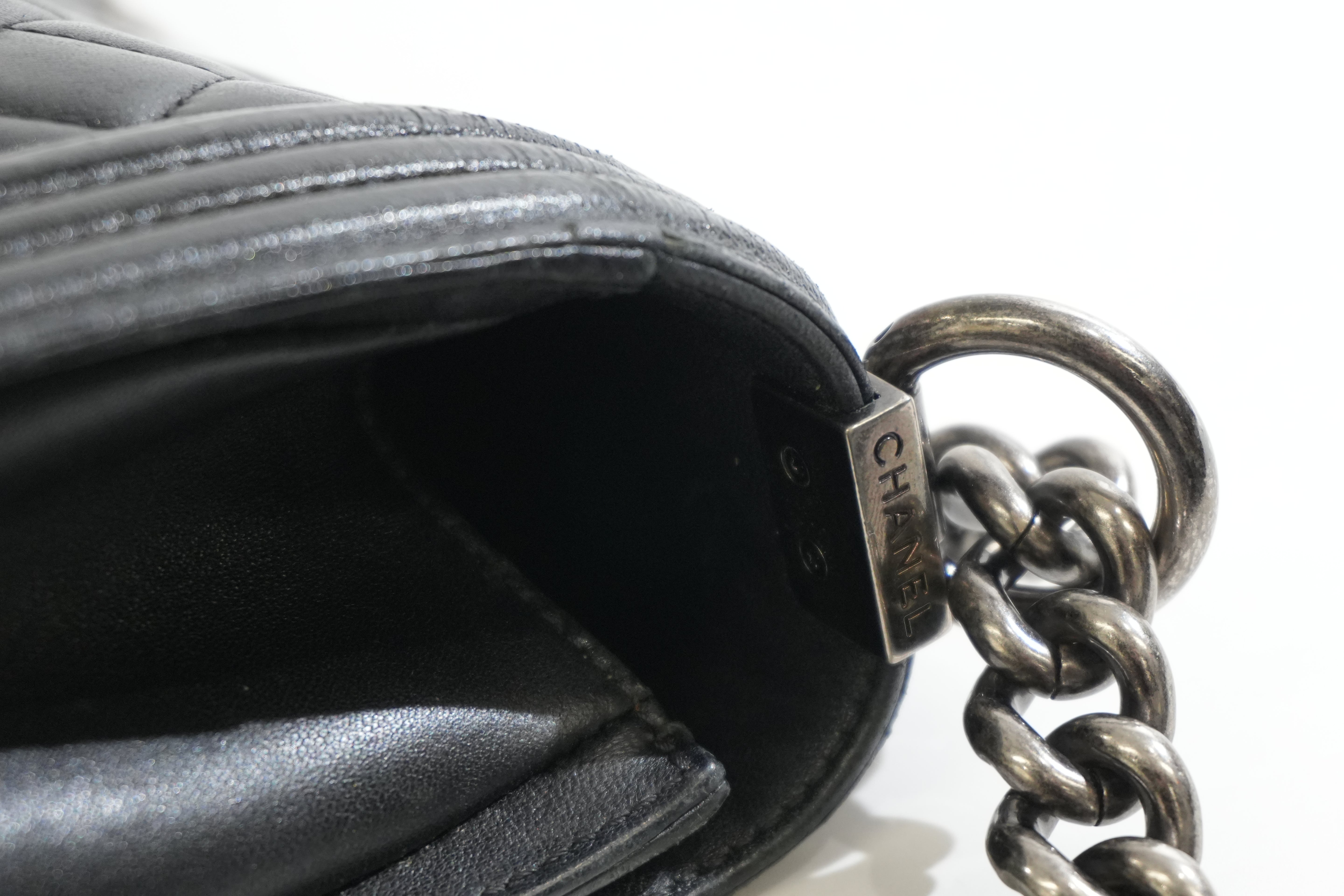Pre-owned Chanel Boy Flap Bag Quilted Lambskin Leather Black