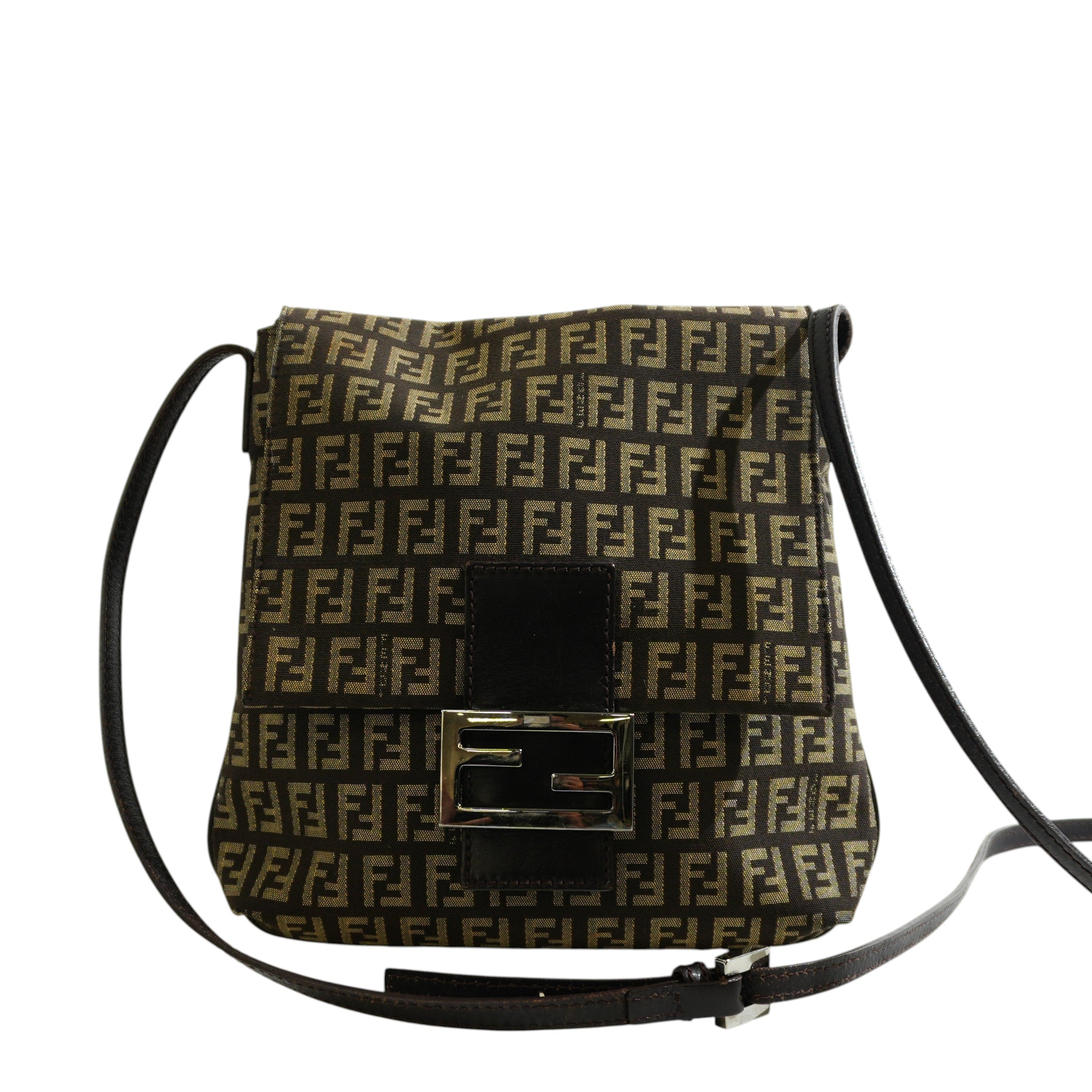 Pre-owned Fendi Zuchino Shoulder Bag Brown