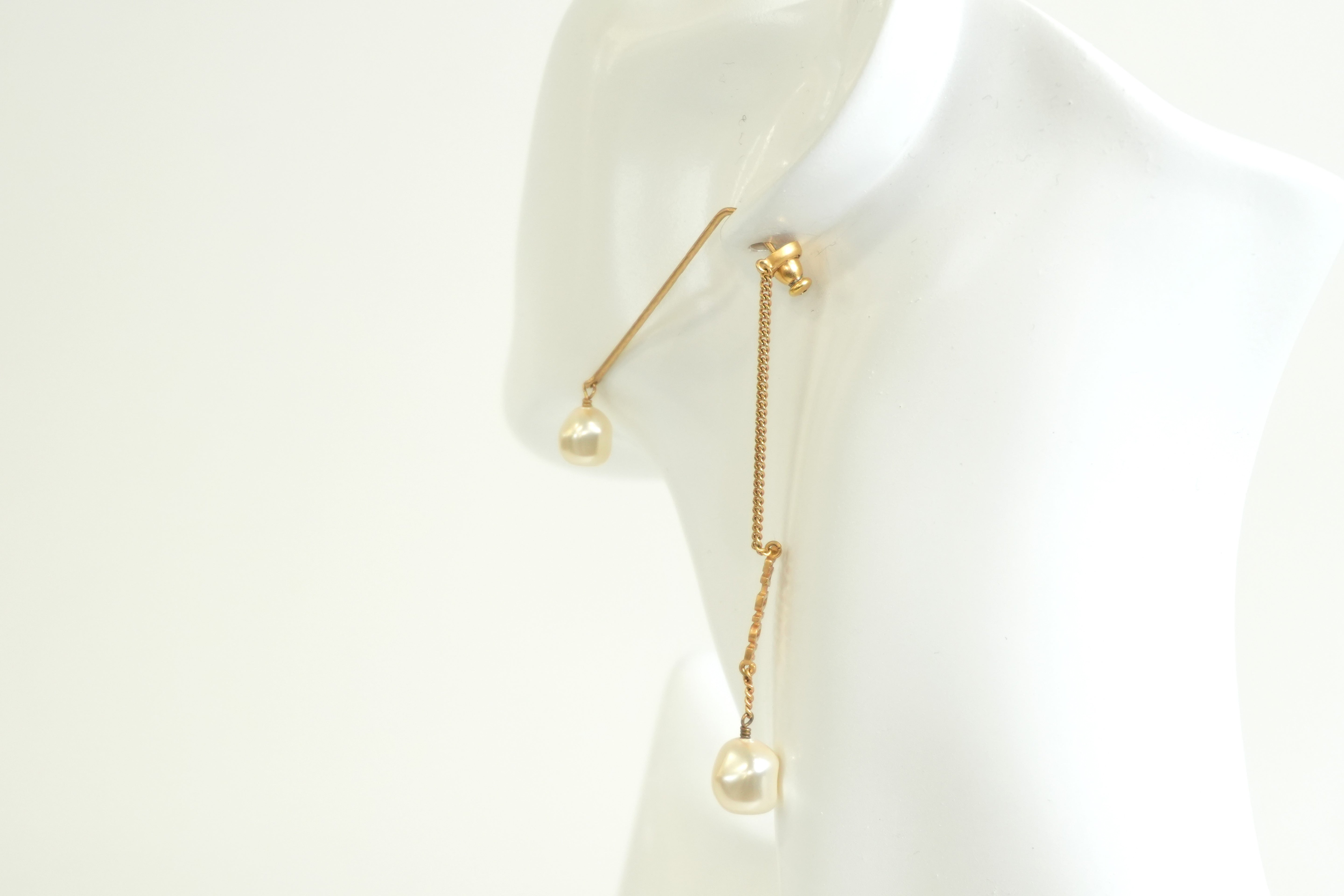 Pre-owned Dior Stainlesss Steel Immitation Pear Dangling Earrings