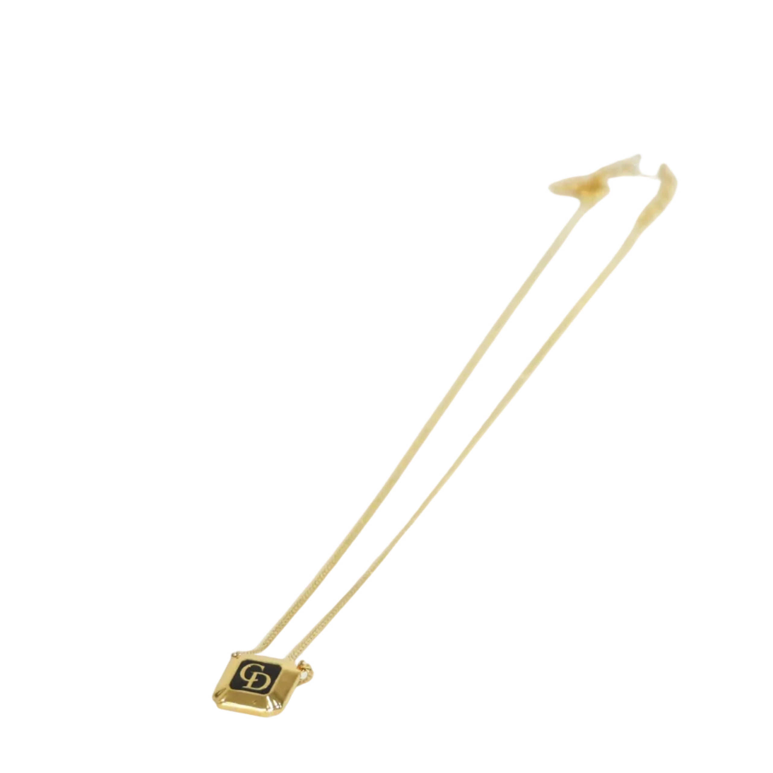 Pre-owned Dior CD Logo Necklace Gold tone