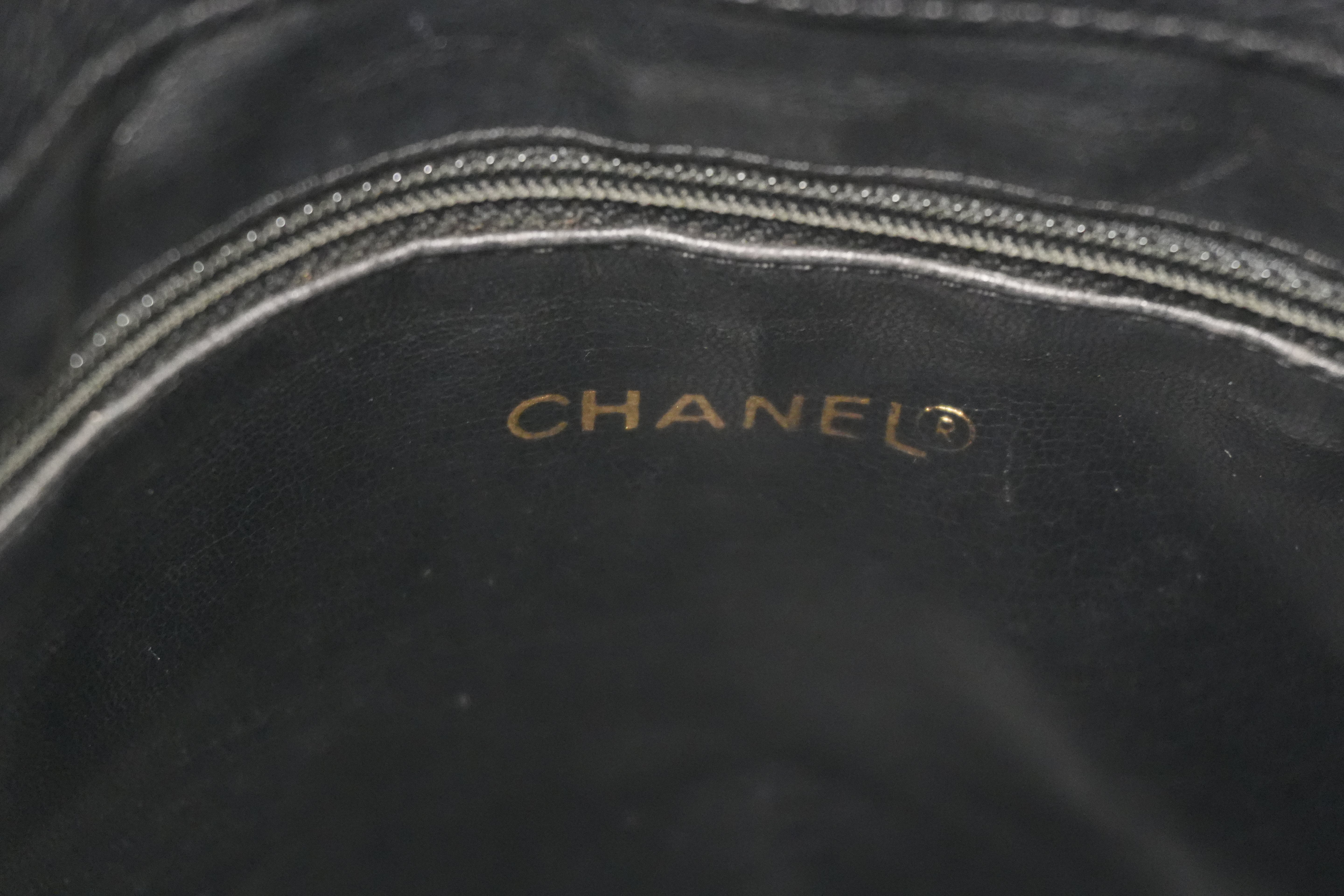 Pre-owned Chanel Caviar Skin Chain Tote Bag Black