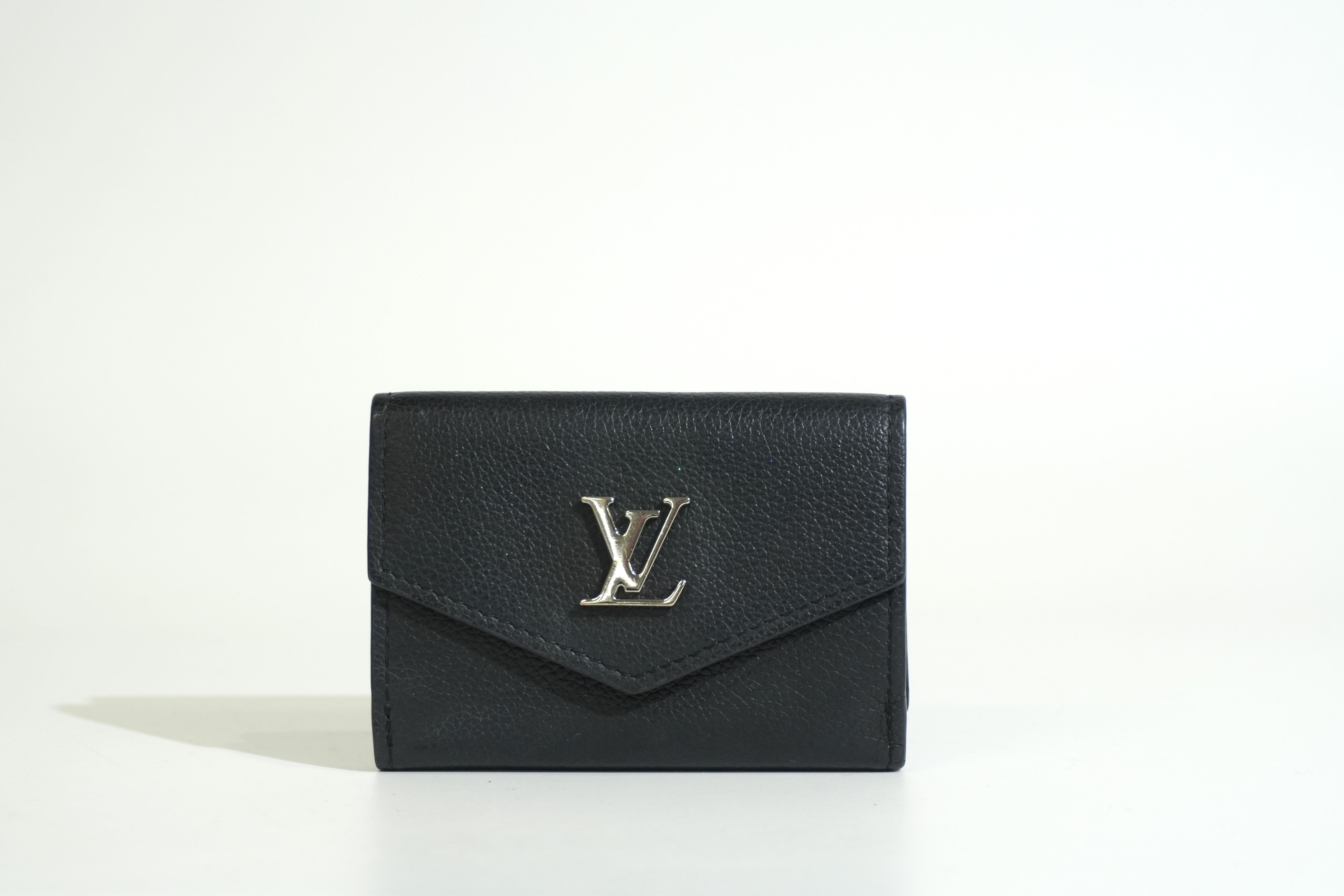 Pre-owned Louis Vuitton Leather Lock Mini Wallet Black
