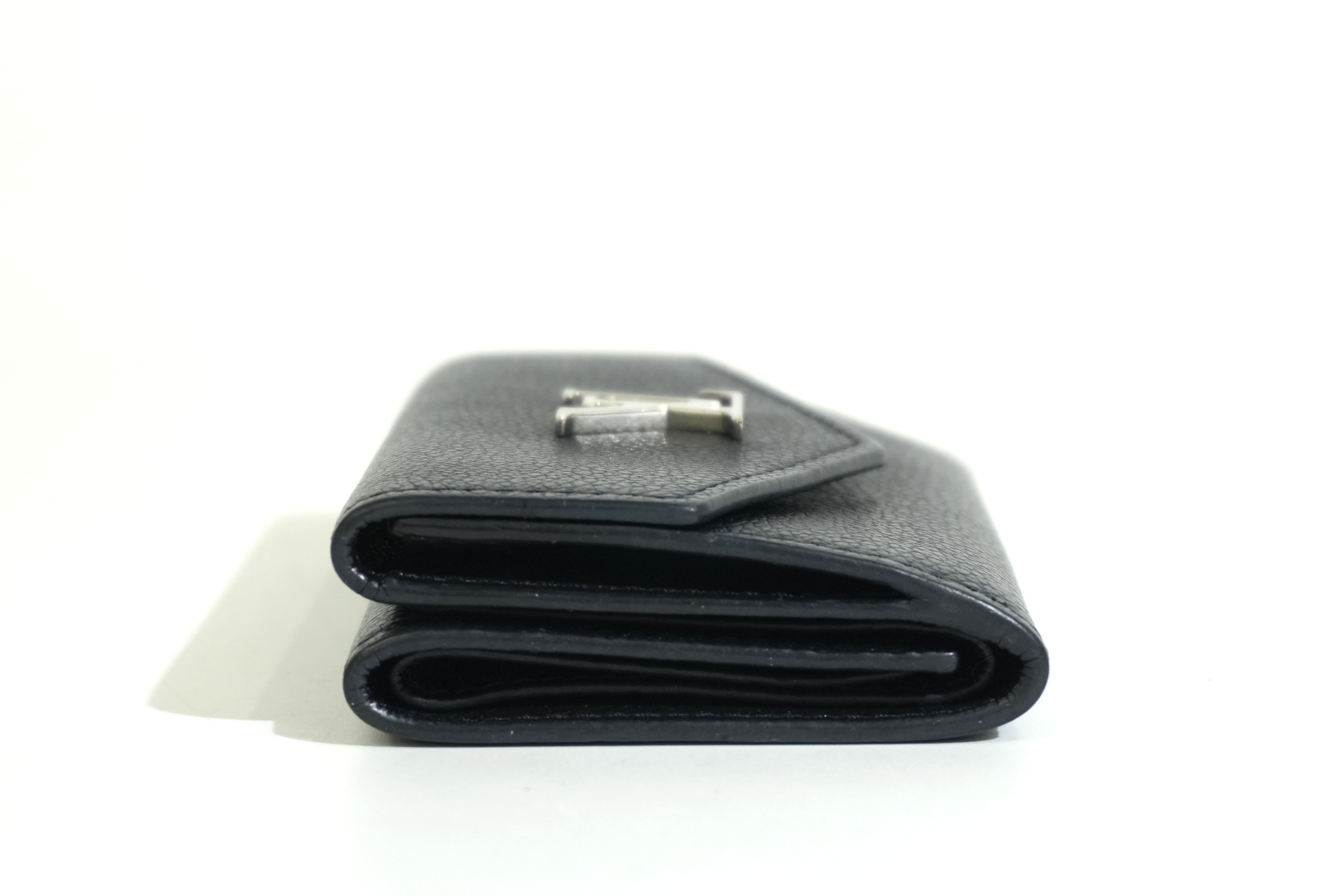 Pre-owned Louis Vuitton Leather Lock Mini Wallet Black
