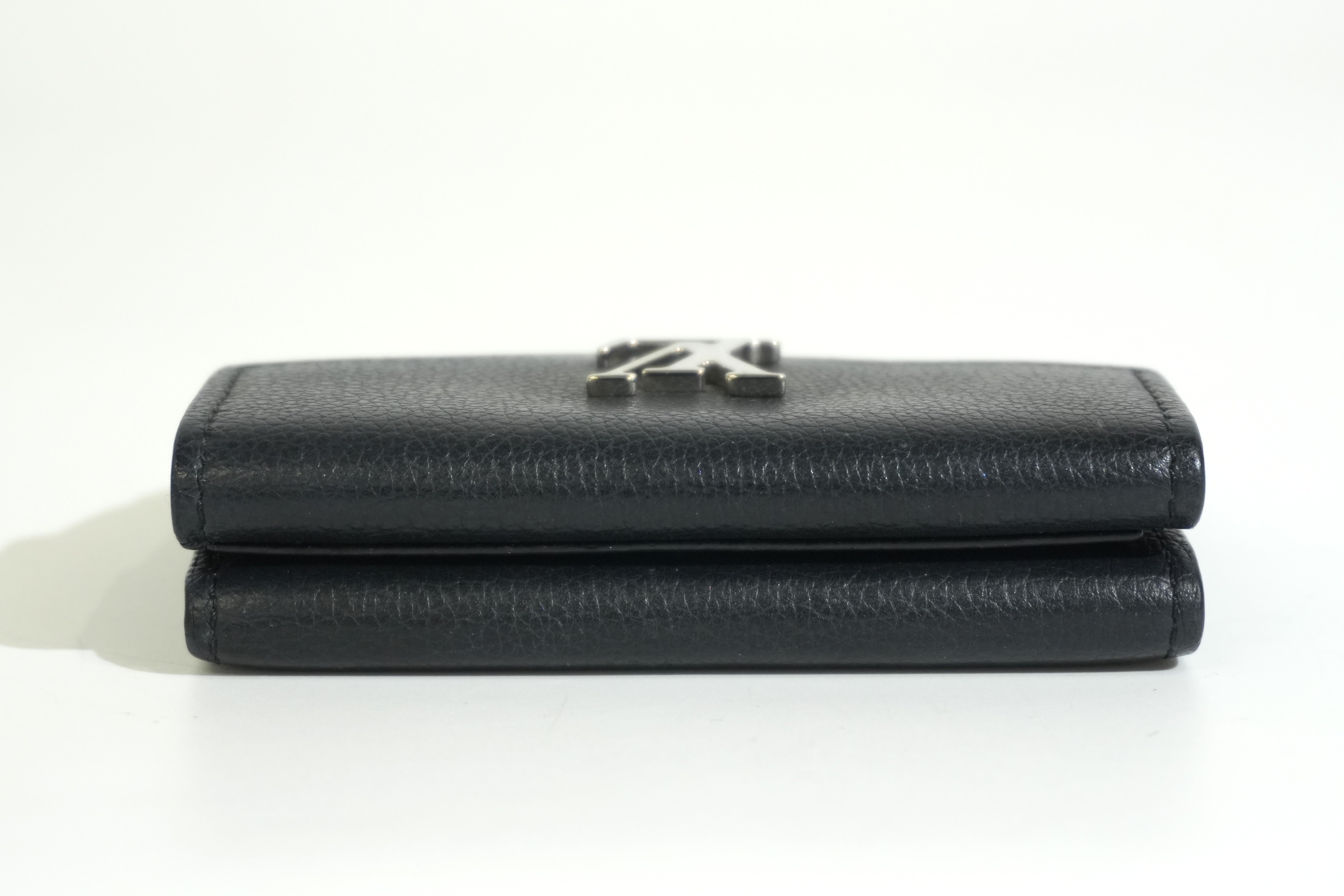 Pre-owned Louis Vuitton Leather Lock Mini Wallet Black