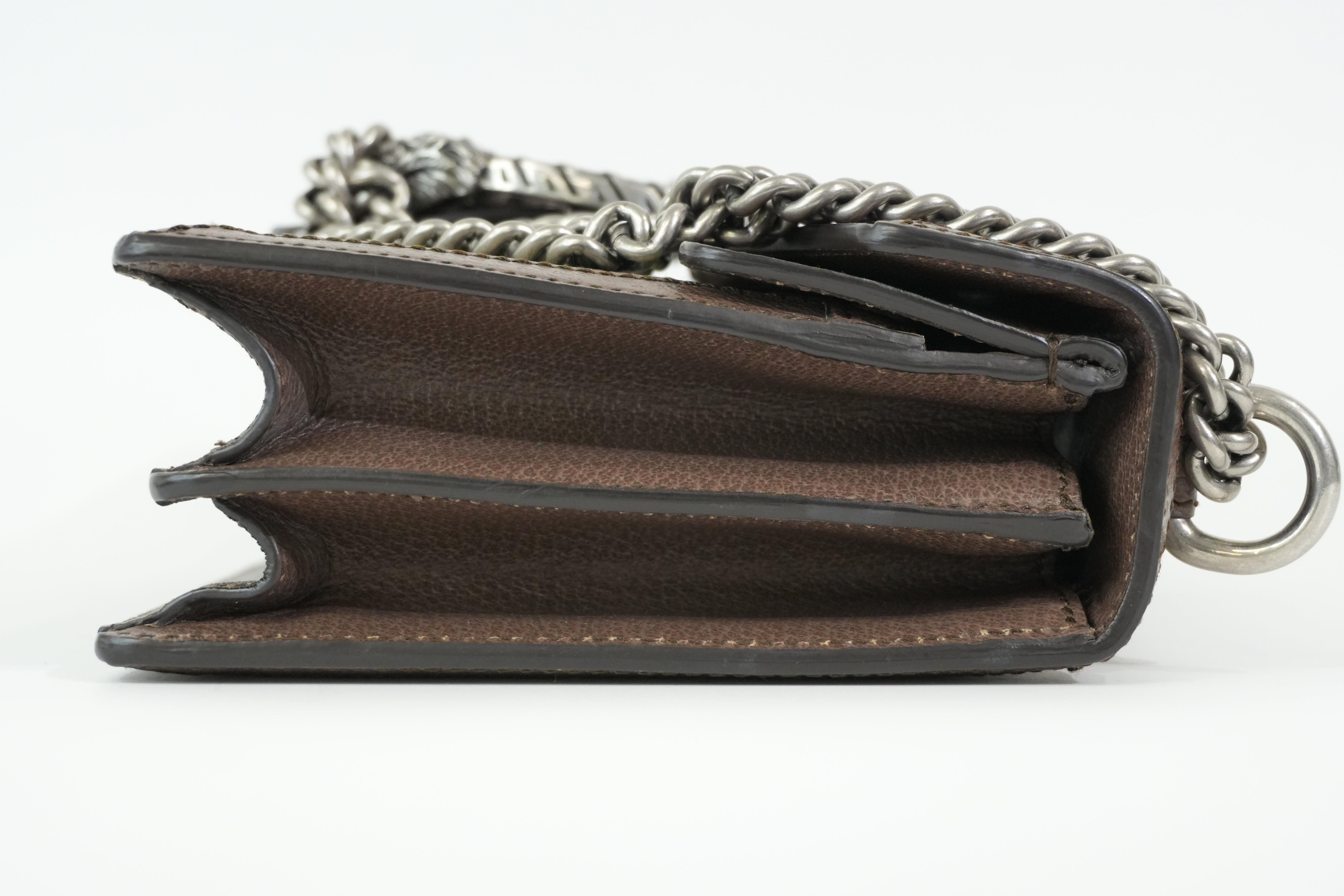 Pre-owned Gucci Double Flap Dionysus Chain Shoulder Bag Brown