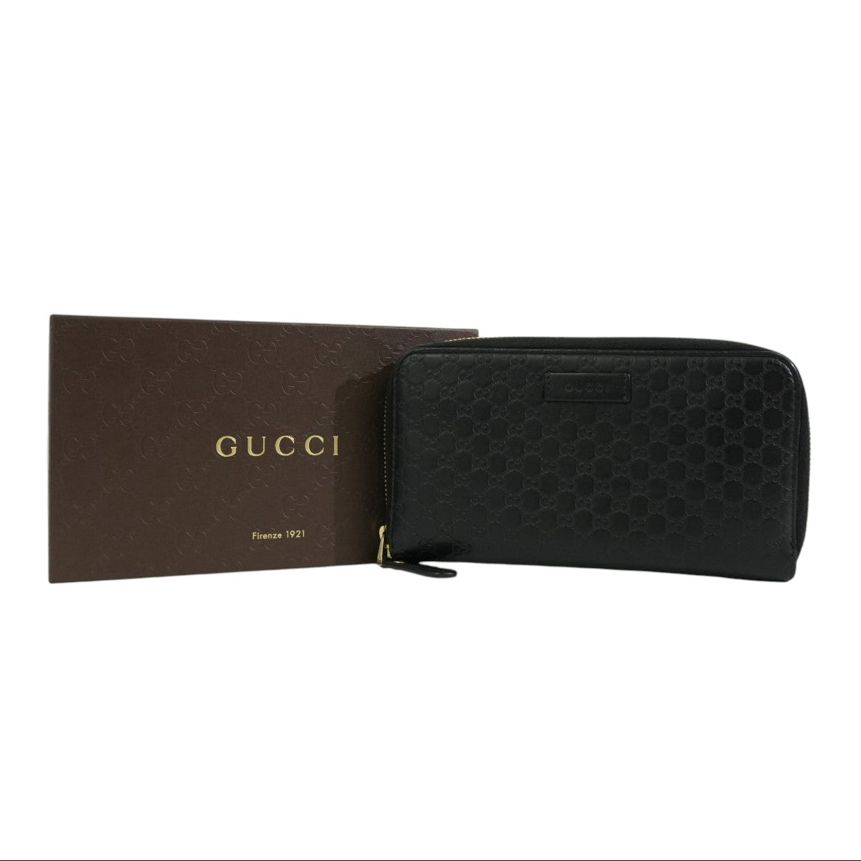 Pre-owned Gucci Microguccisima Zippy Long Wallet Black