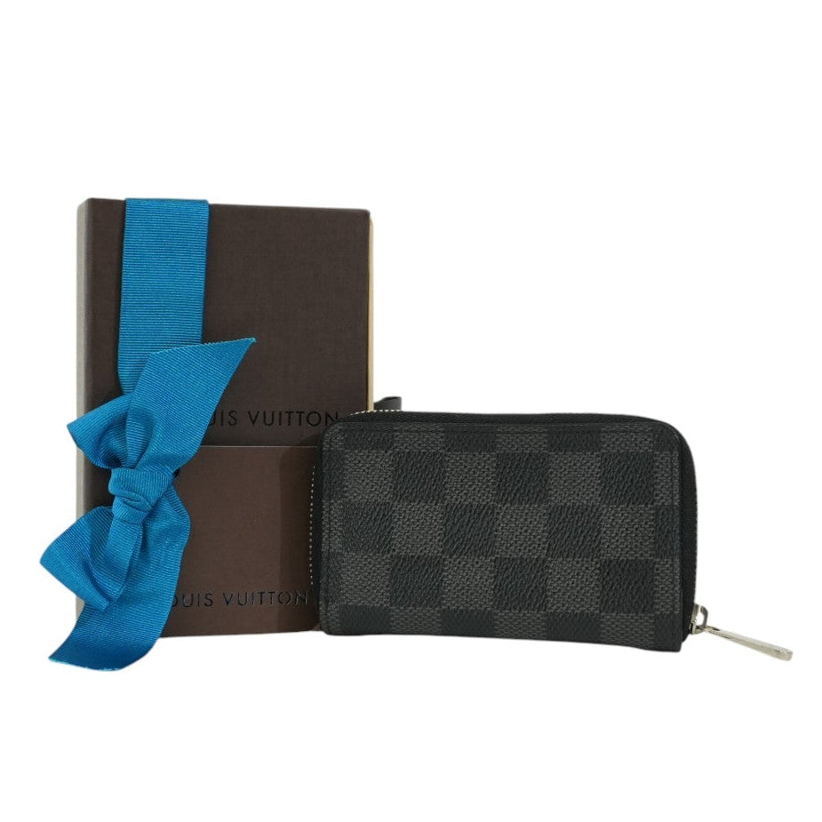 Pre-owned Louis Vuitton Damier Graphite Zippy Card Case