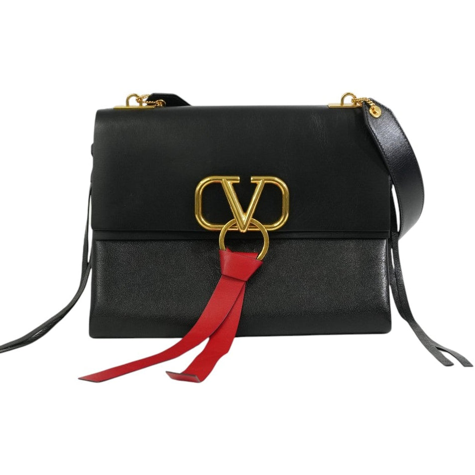 Pre-owned Valentino Garavani VRING Shoulder Bag Black