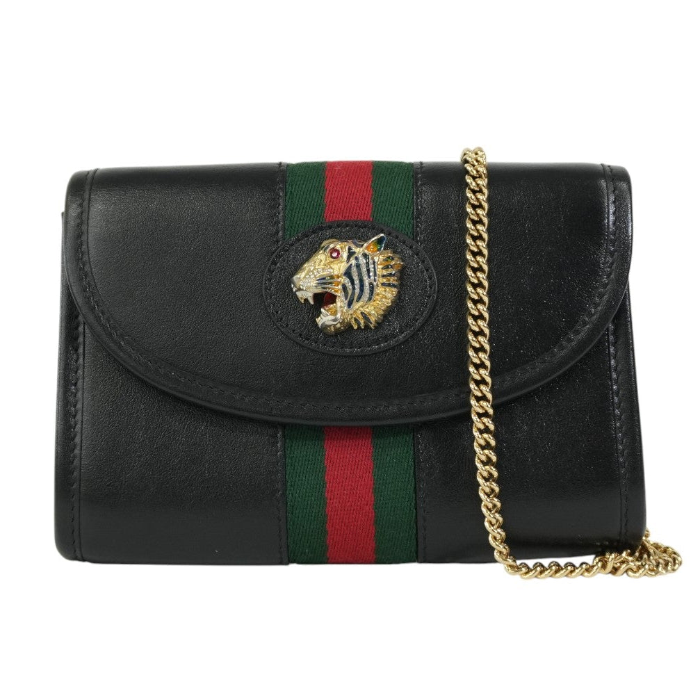 Pre-owned Gucci Rajah Mini Shoulder Bag Black