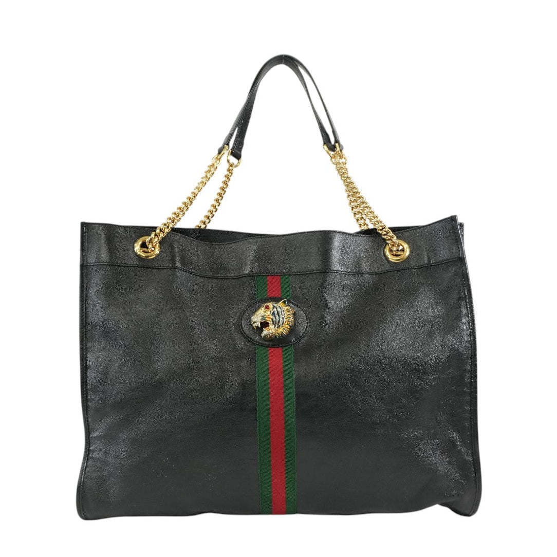Pre-owned Gucci Rajah Large Tote Bag Black