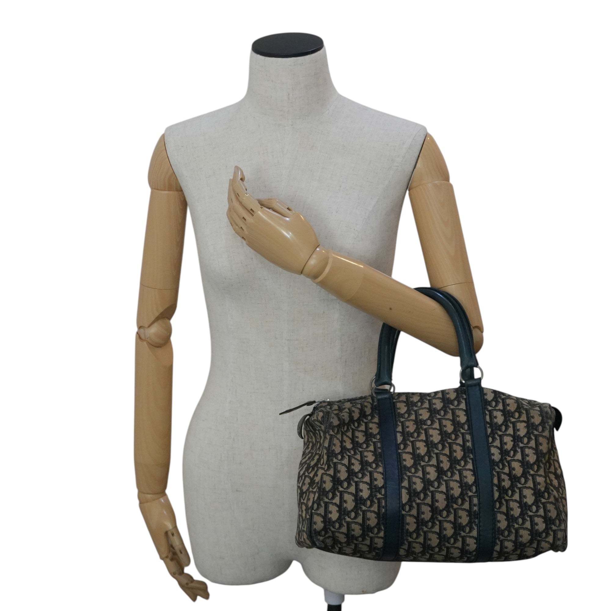 Pre-owned Dior Oblique Boston Handbag Blue