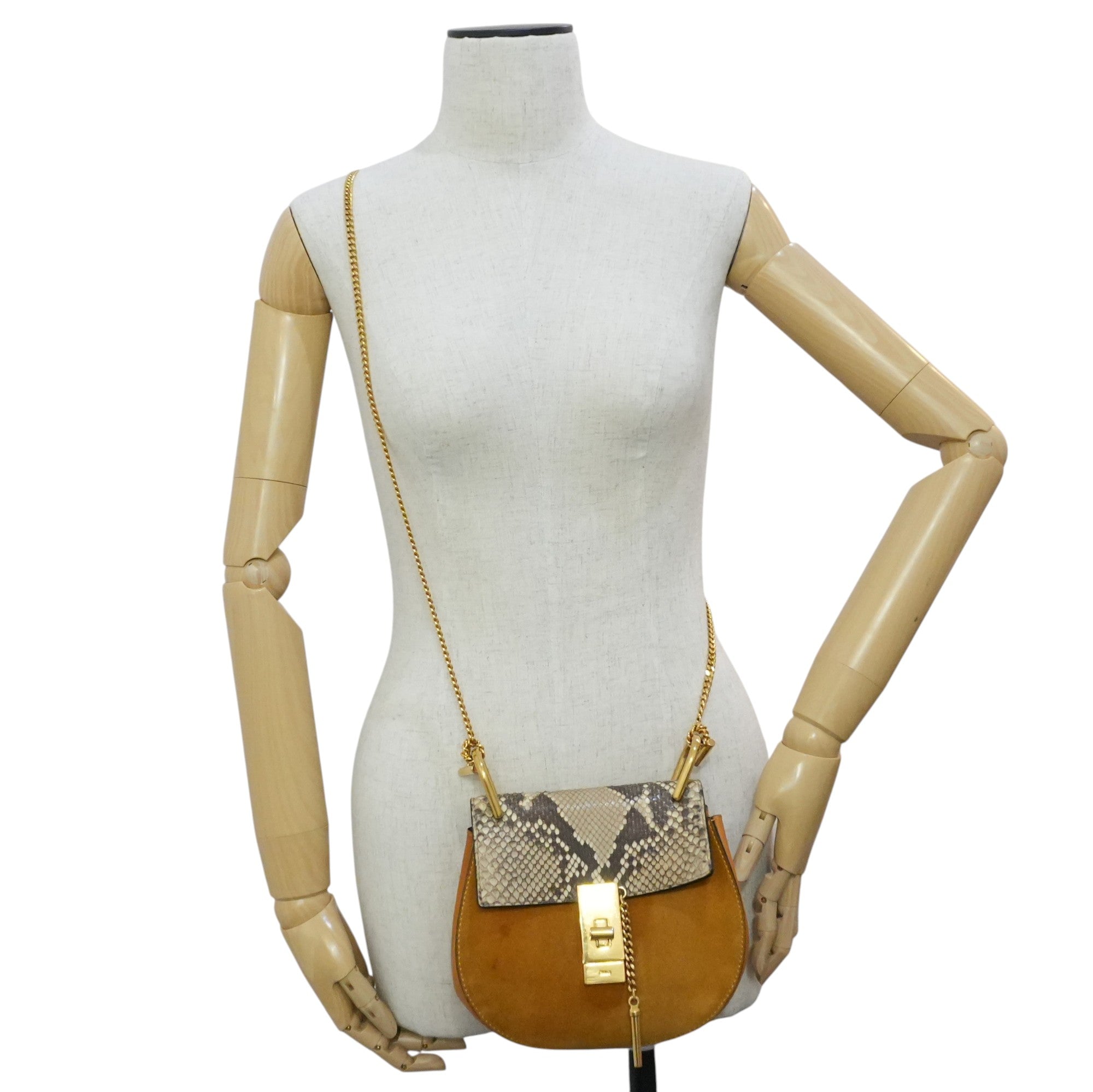 Pre-owned Chloe Suede Leather Drew Chain Shoulder Bag Mustard